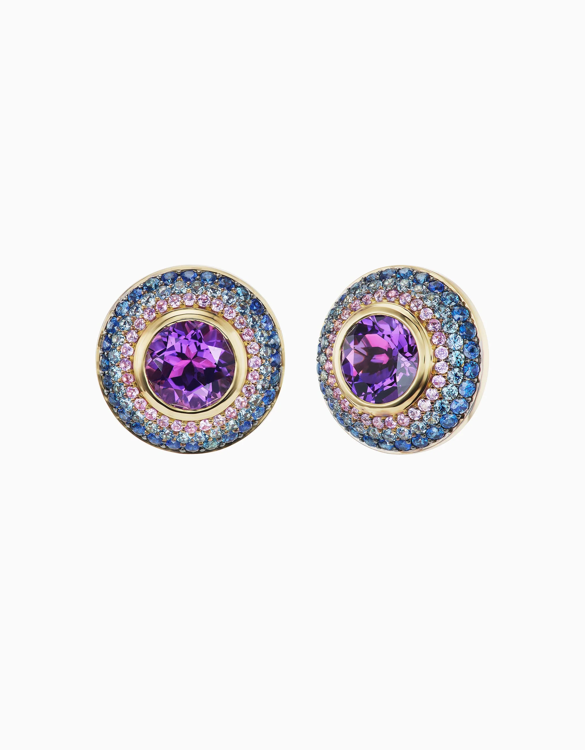 Ombre Button Stud - Amethyst, Sapphire