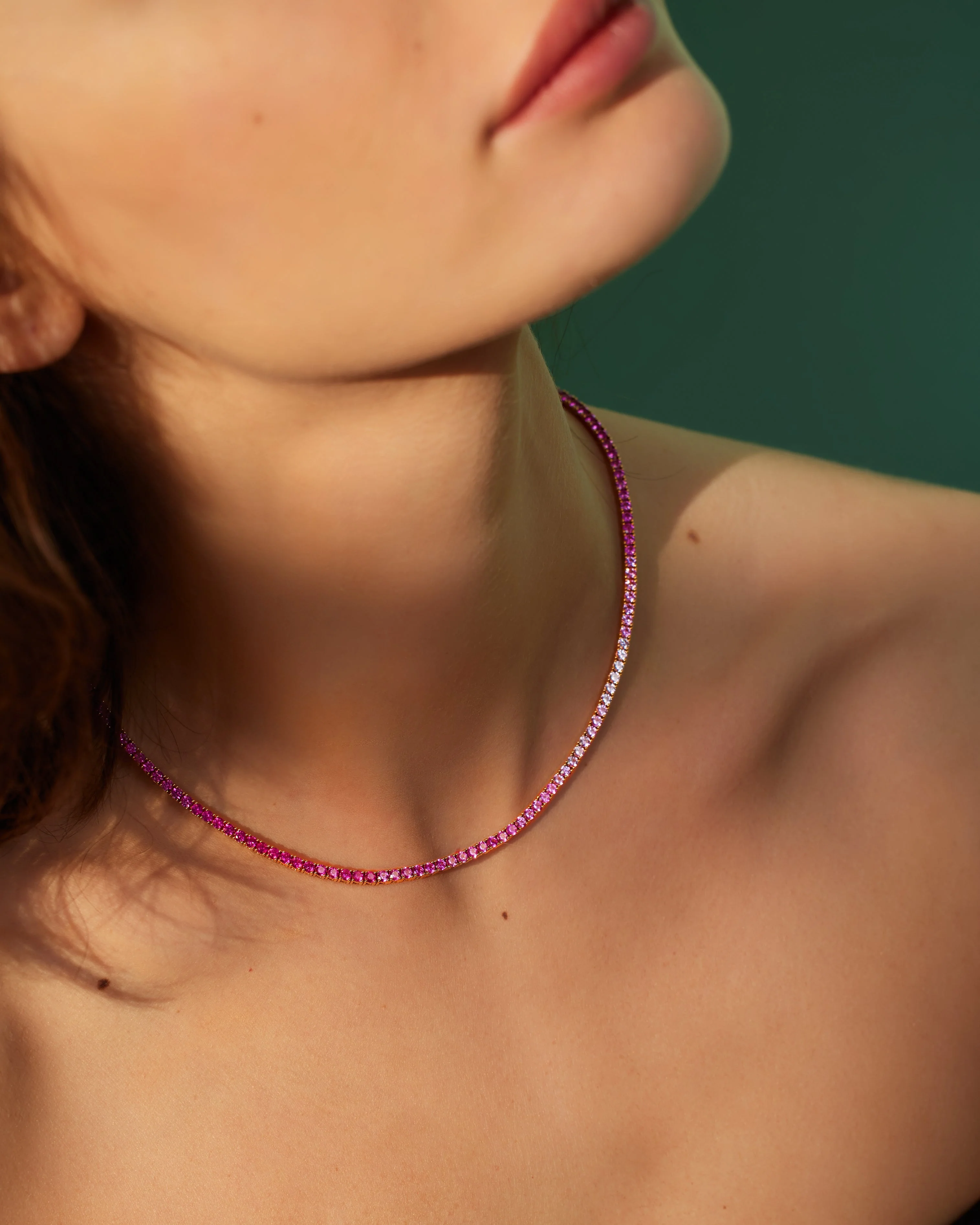 Ombre Tennis Necklace - Flamingo (EXCLUSIVE) - Image 2