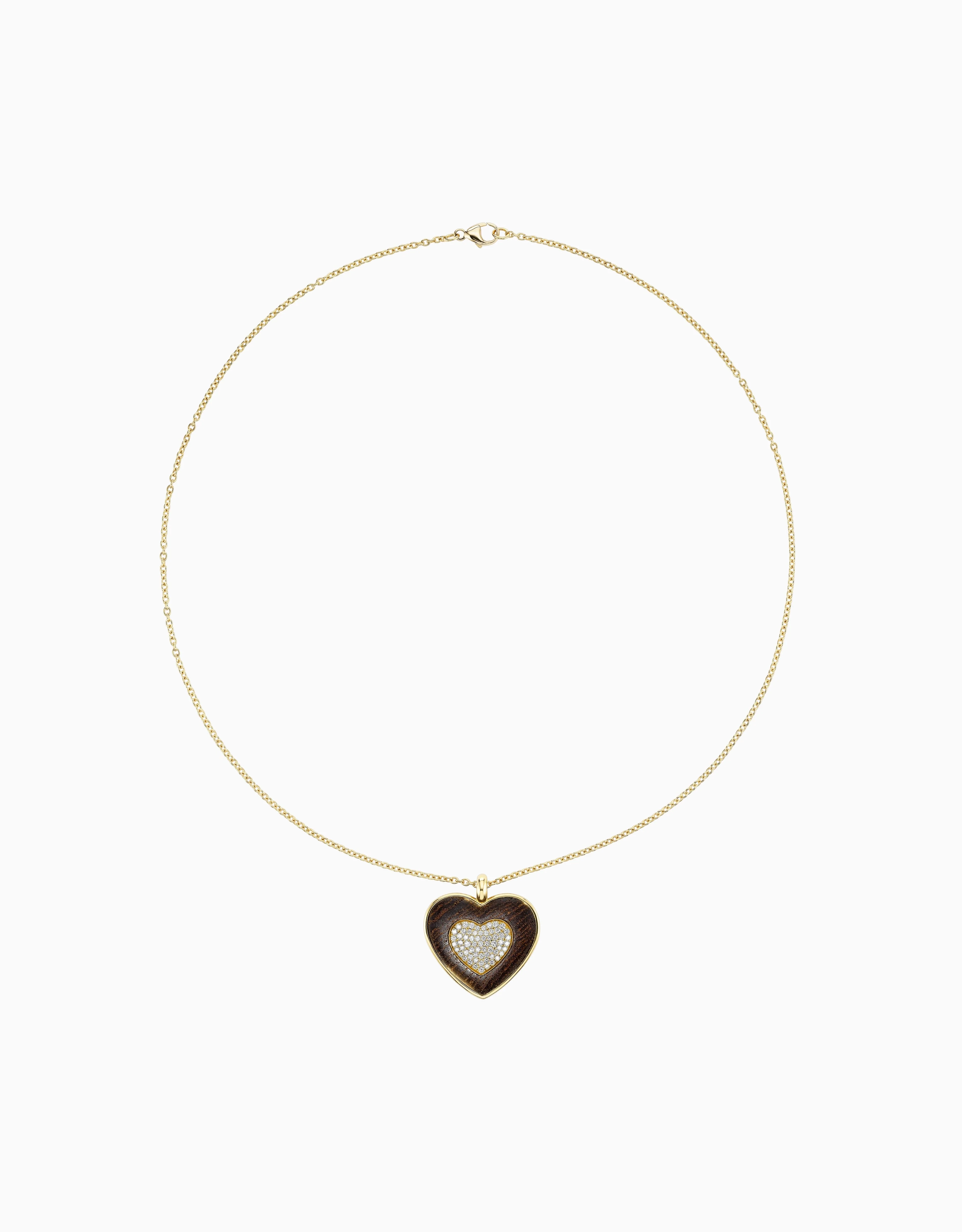 Rock Heart Necklace - Diamond, Wood - Image 3