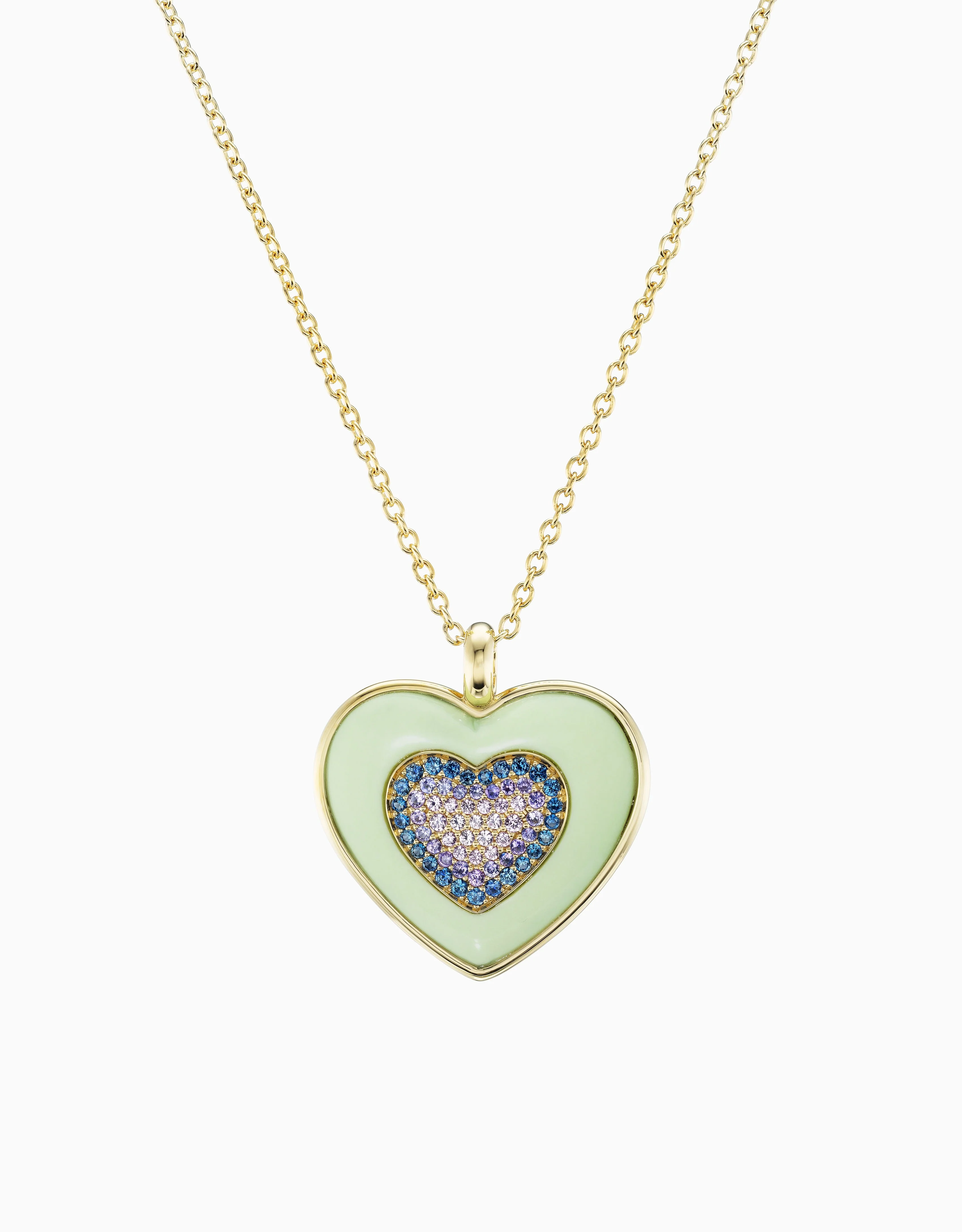 Rock Heart Necklace - Sapphire, Lemon Chrysoprase