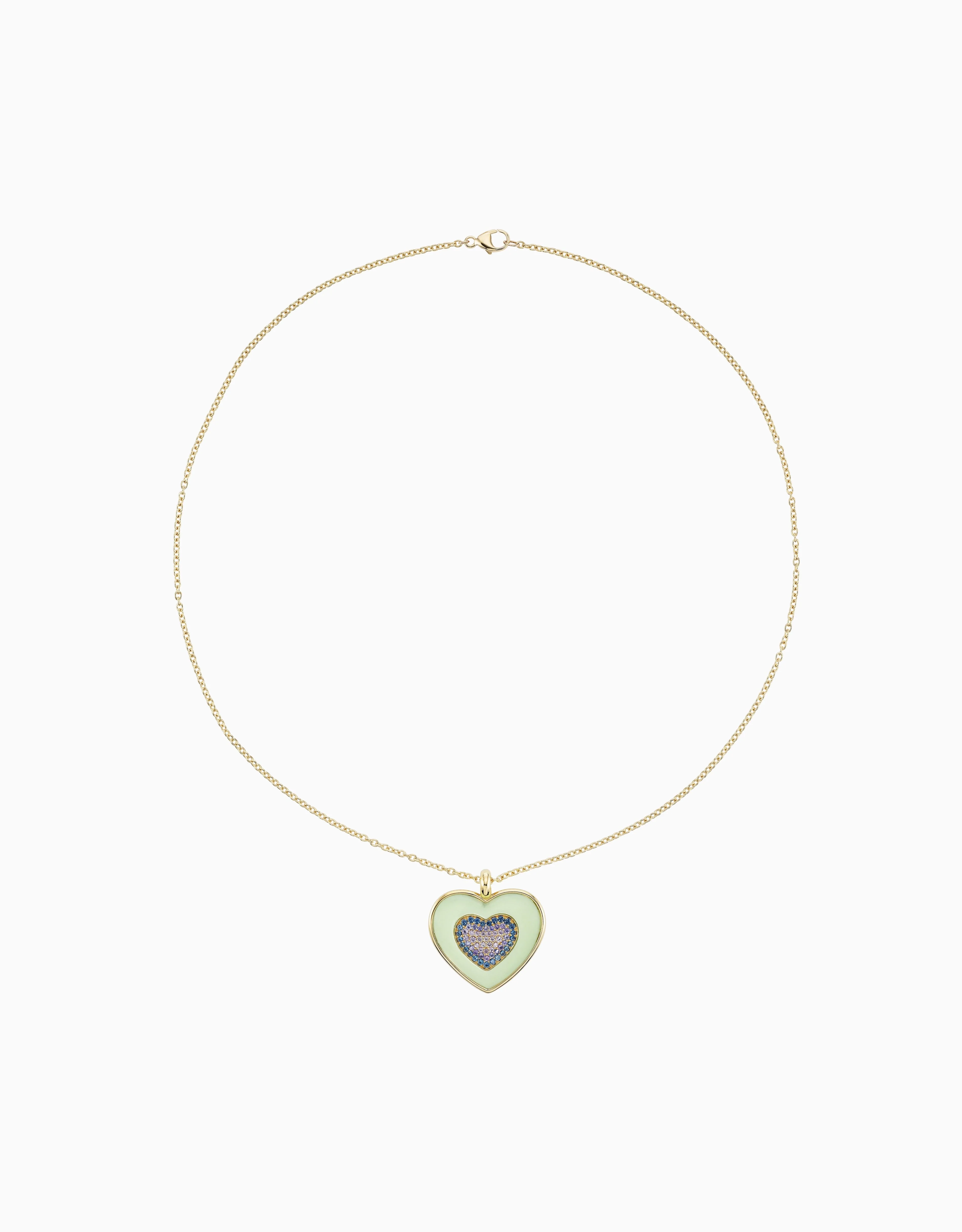 Rock Heart Necklace - Sapphire, Lemon Chrysoprase - Image 3
