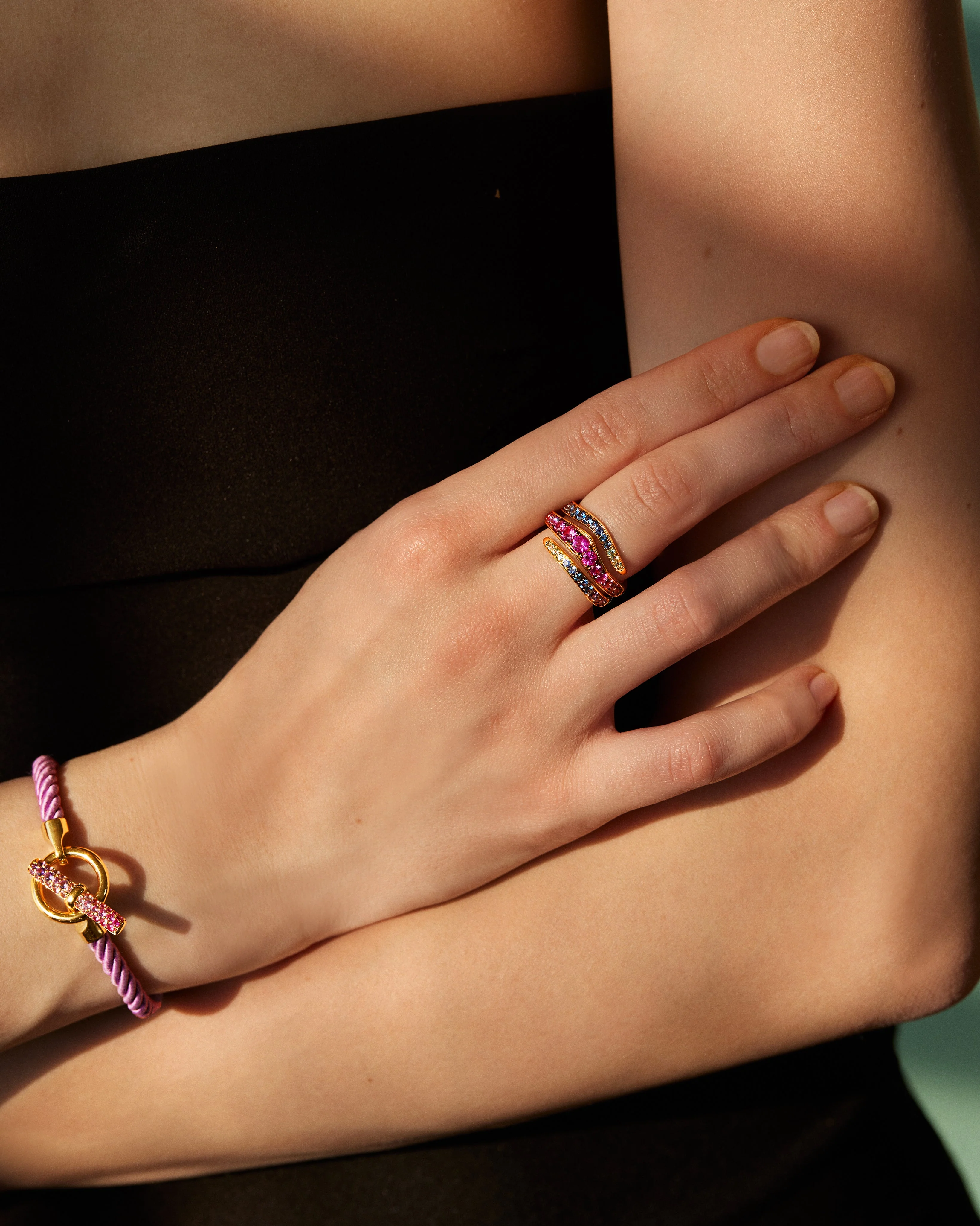 Toggle Bracelet - Pink and Purple Sapphire, Purple Silk (EXCLUSIVE) - Image 2