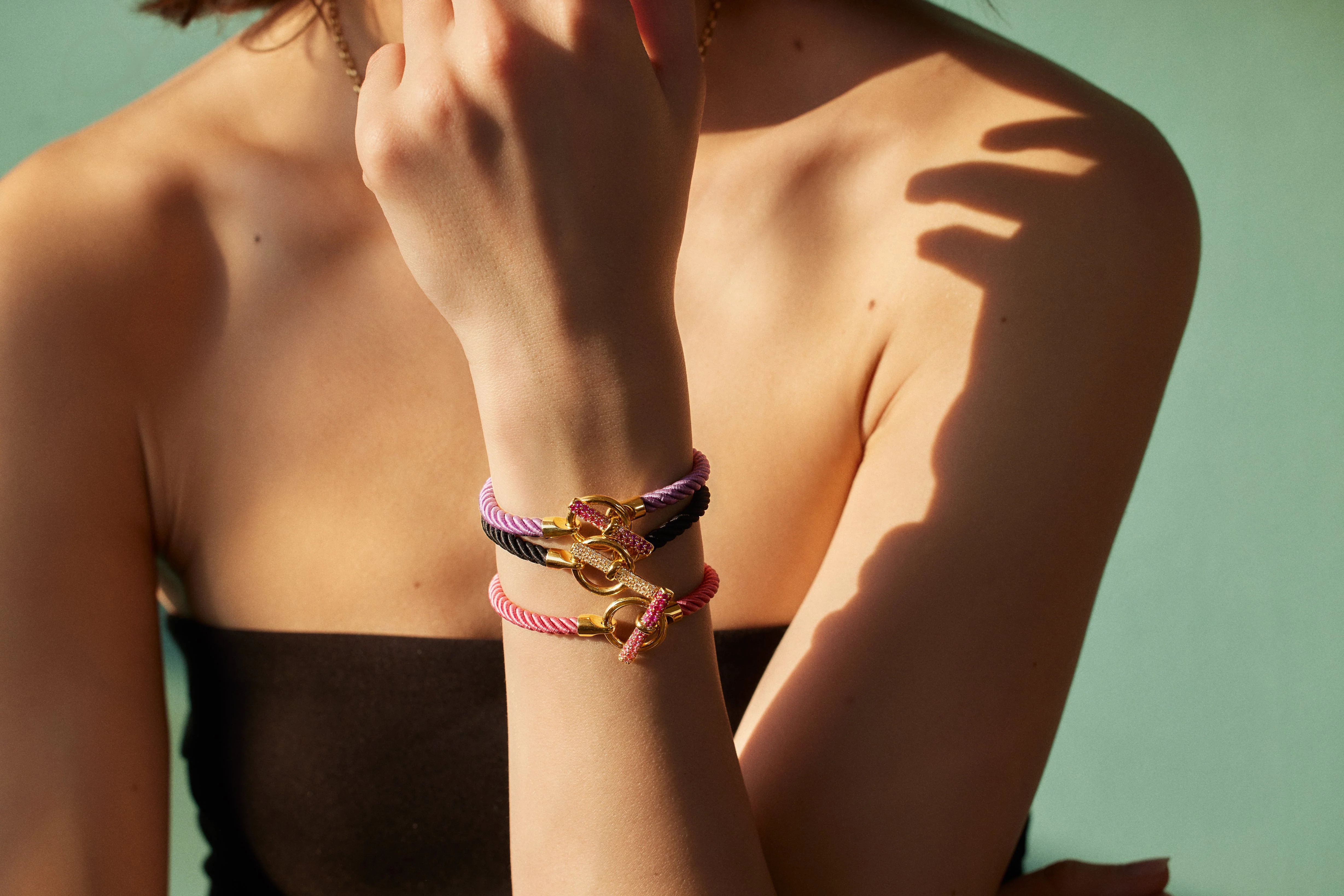 Toggle Bracelet - Pink Sapphire, Grey Silk (EXCLUSIVE) - Image 2