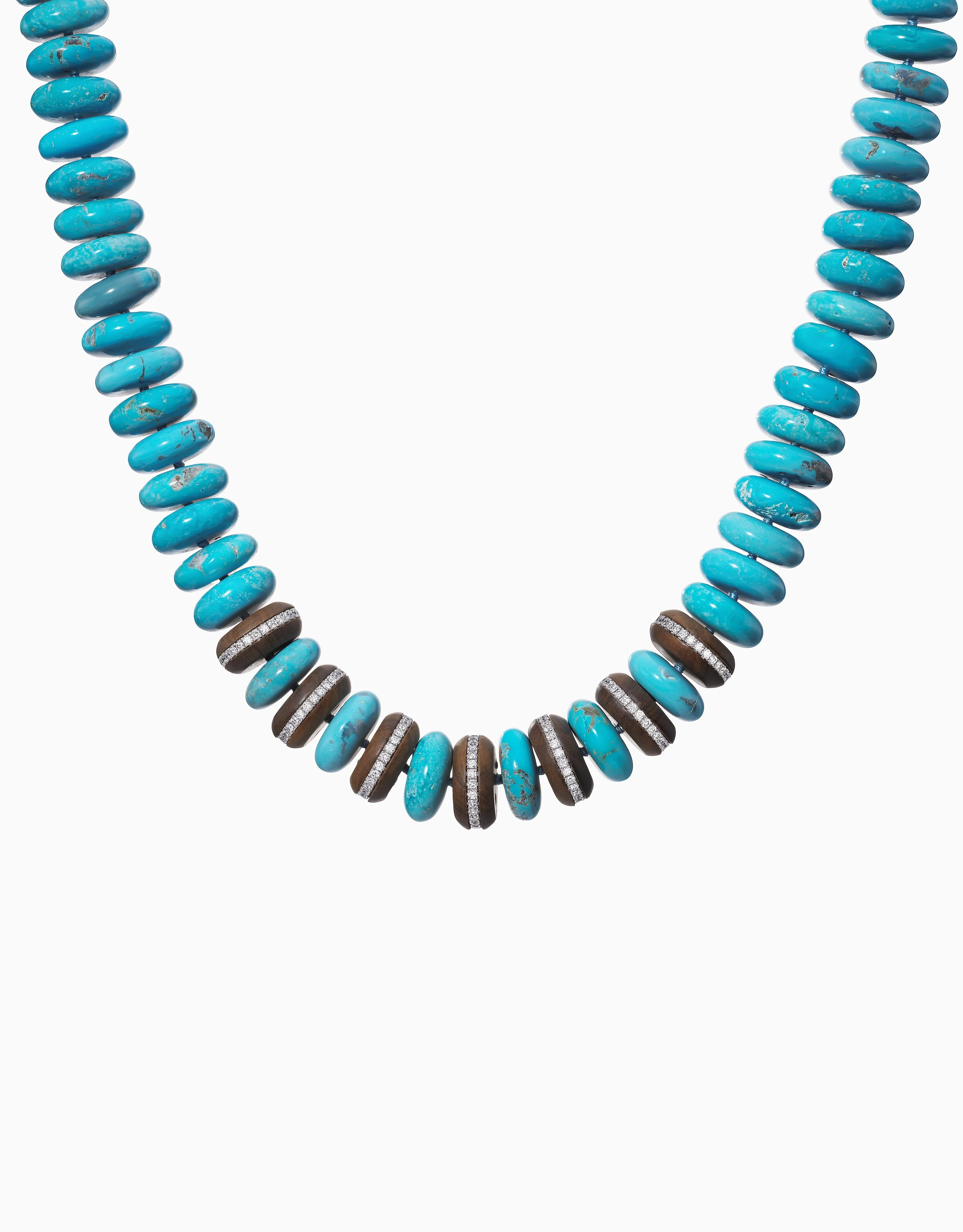 Turquoise and Wood Bead Necklace - Image 3