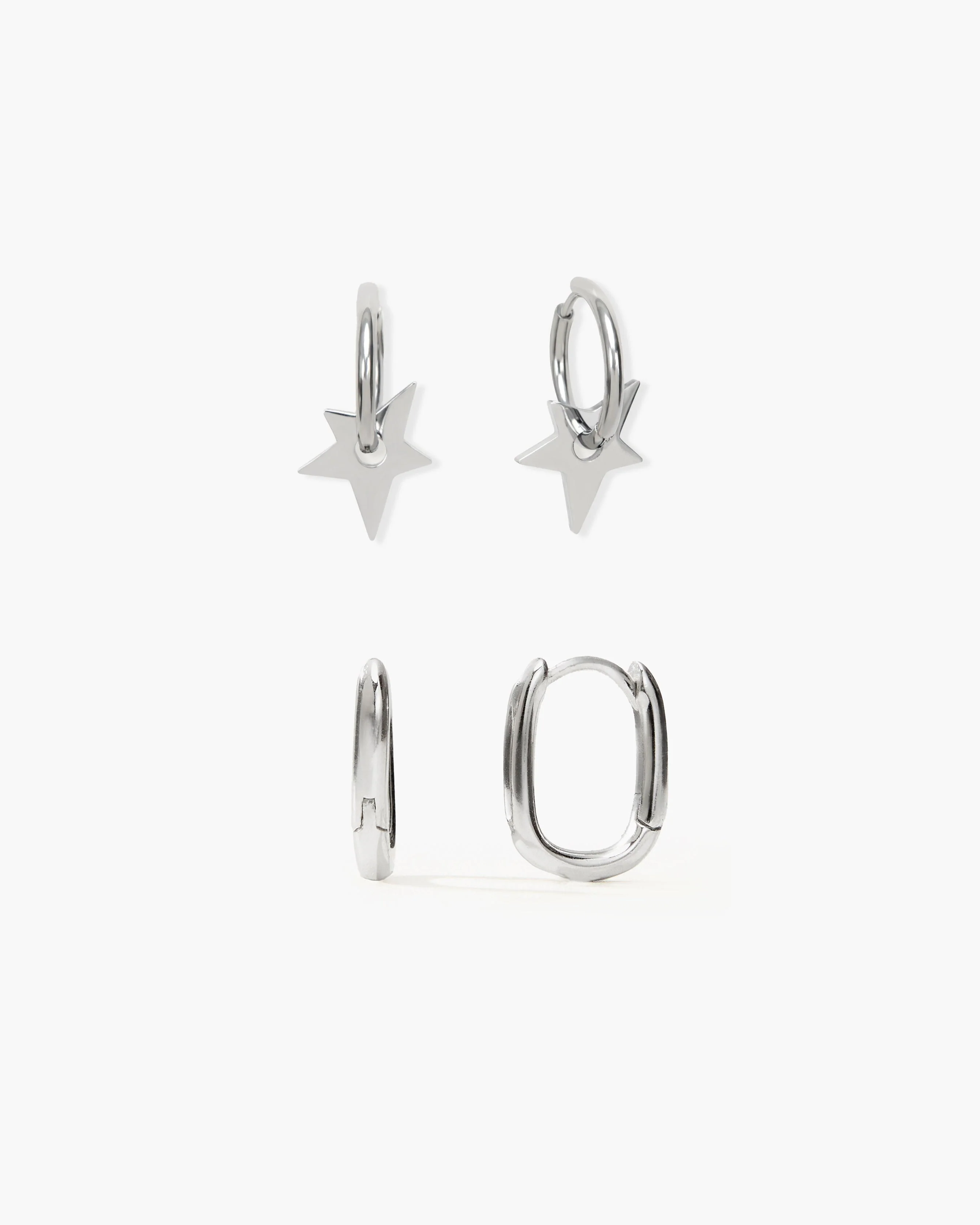 Star Earrings in Silver - Image 6
