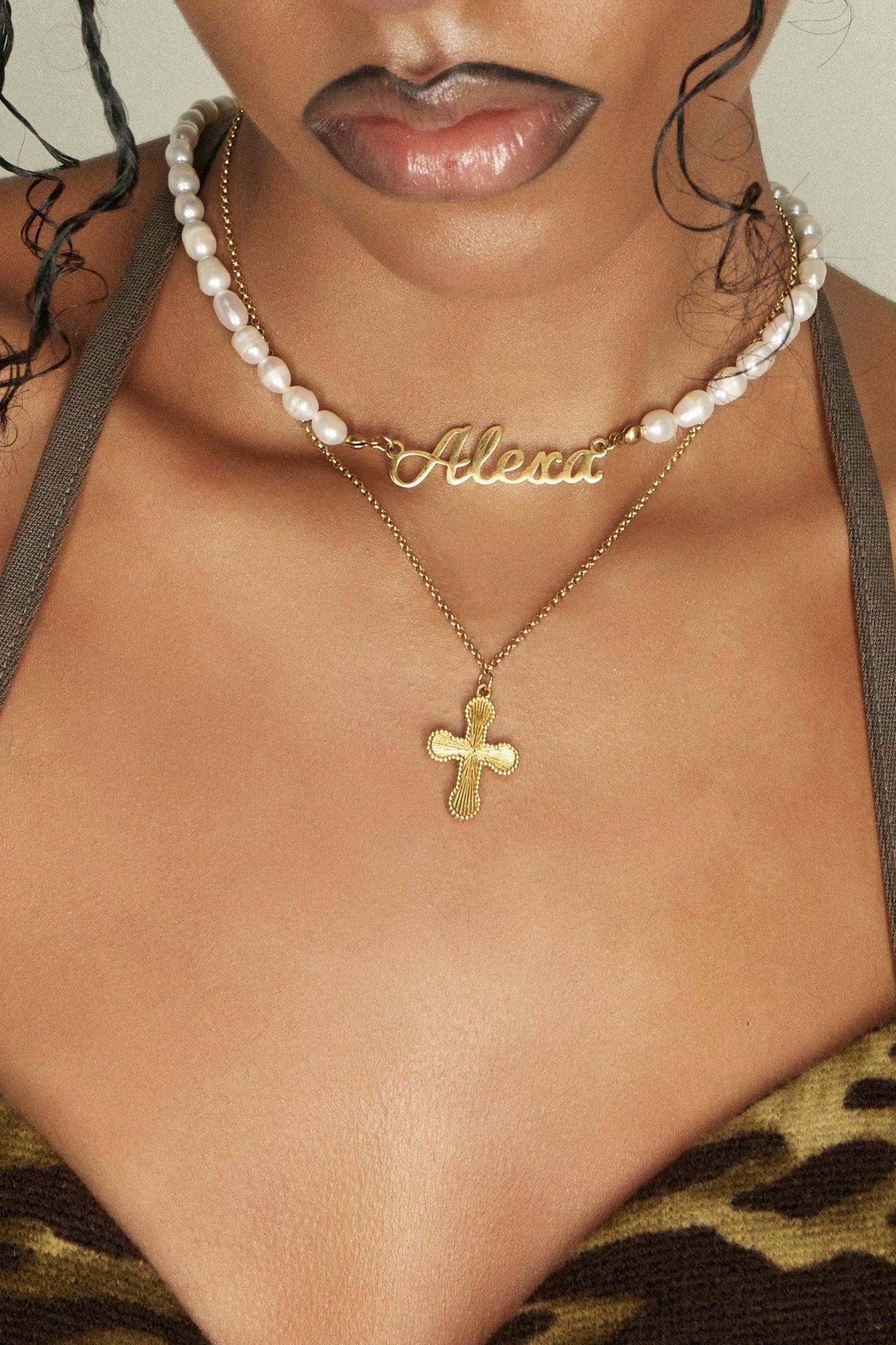 Mini Cross Pendant Necklace - Image 2