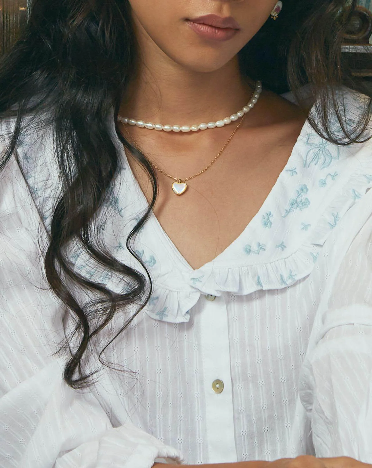 Mother of Pearl Heart Necklace - Image 2