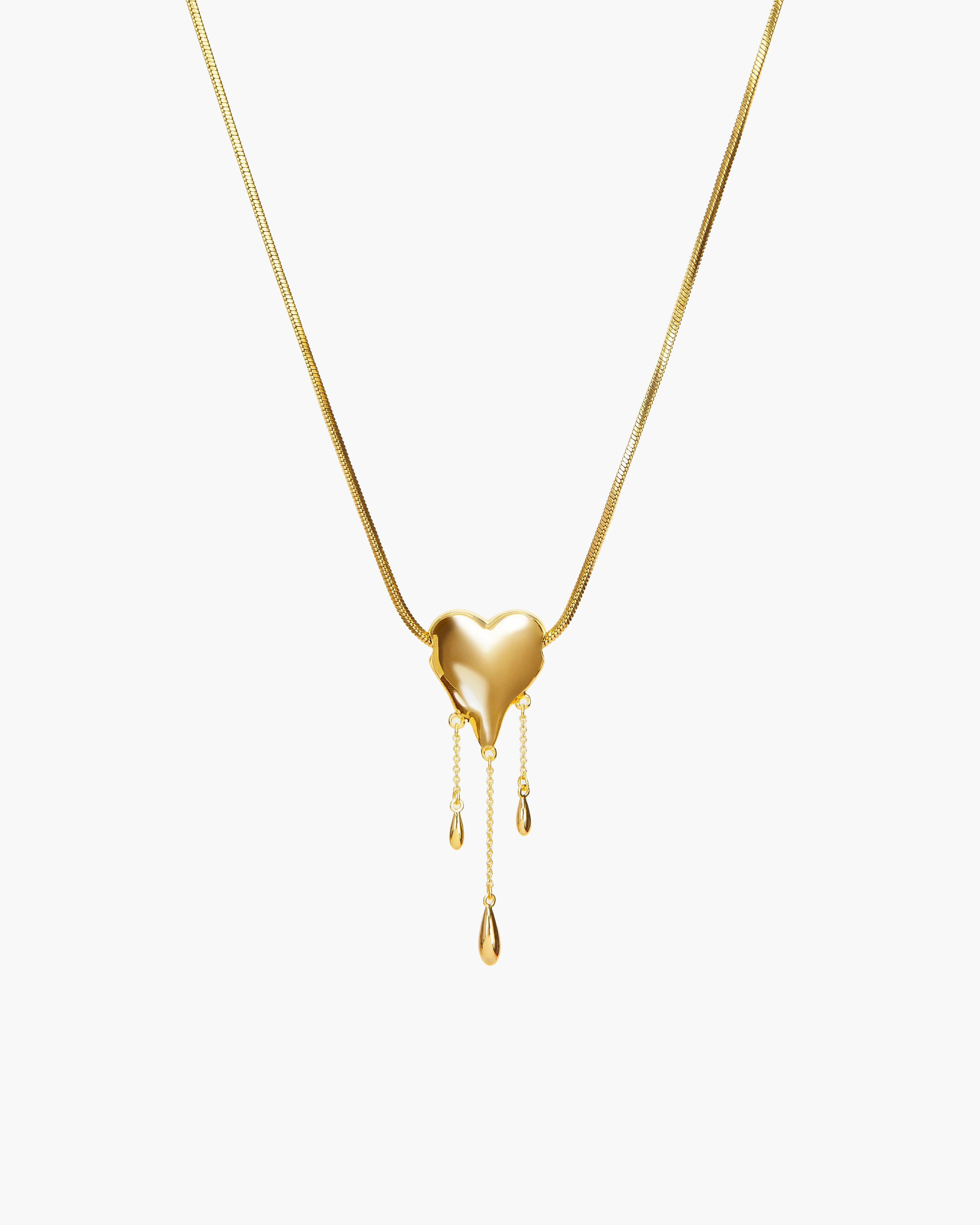 Venom’s Golden Drip Heart Necklace in Silver - Image 5