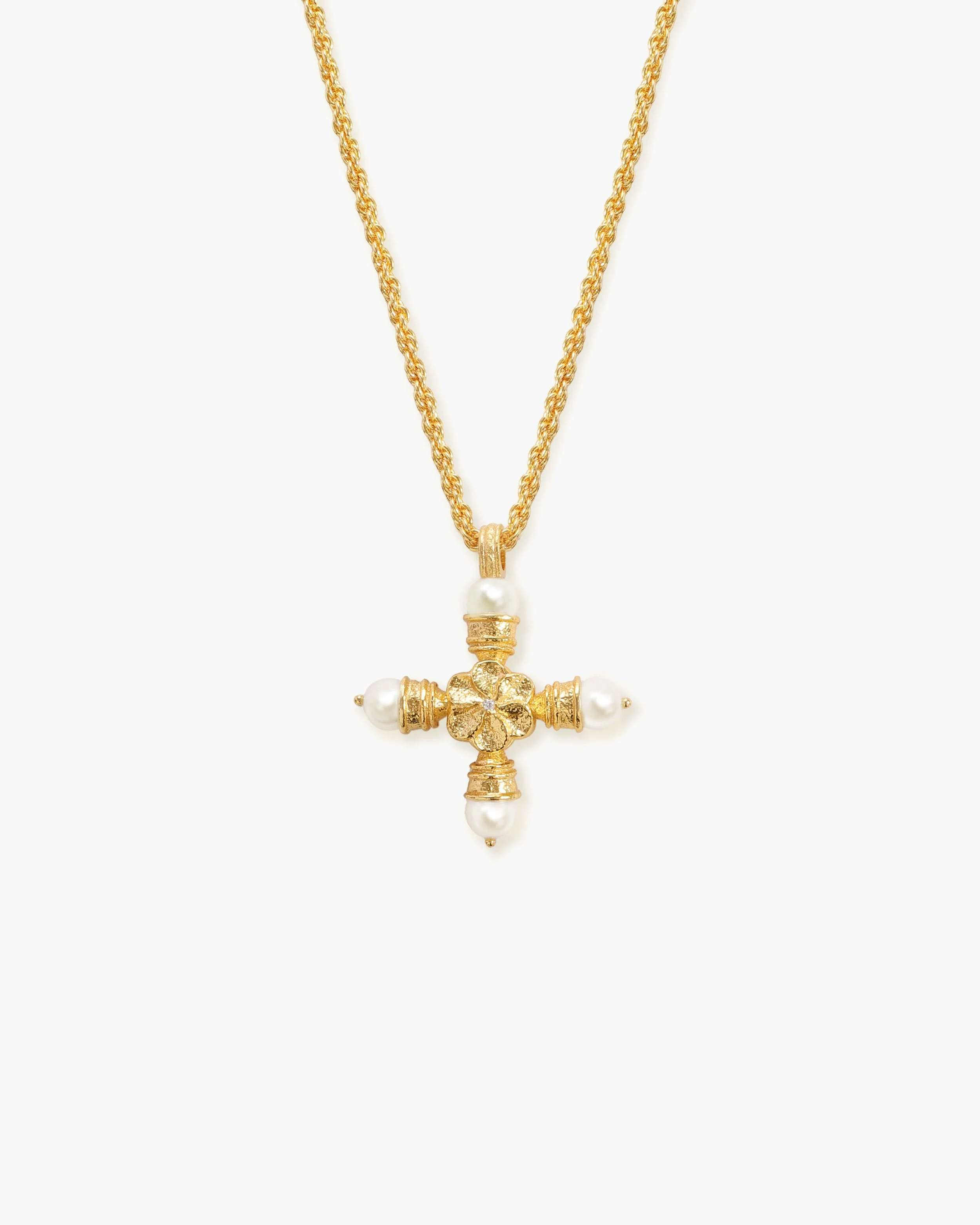 Florence Pearl Cross Necklace