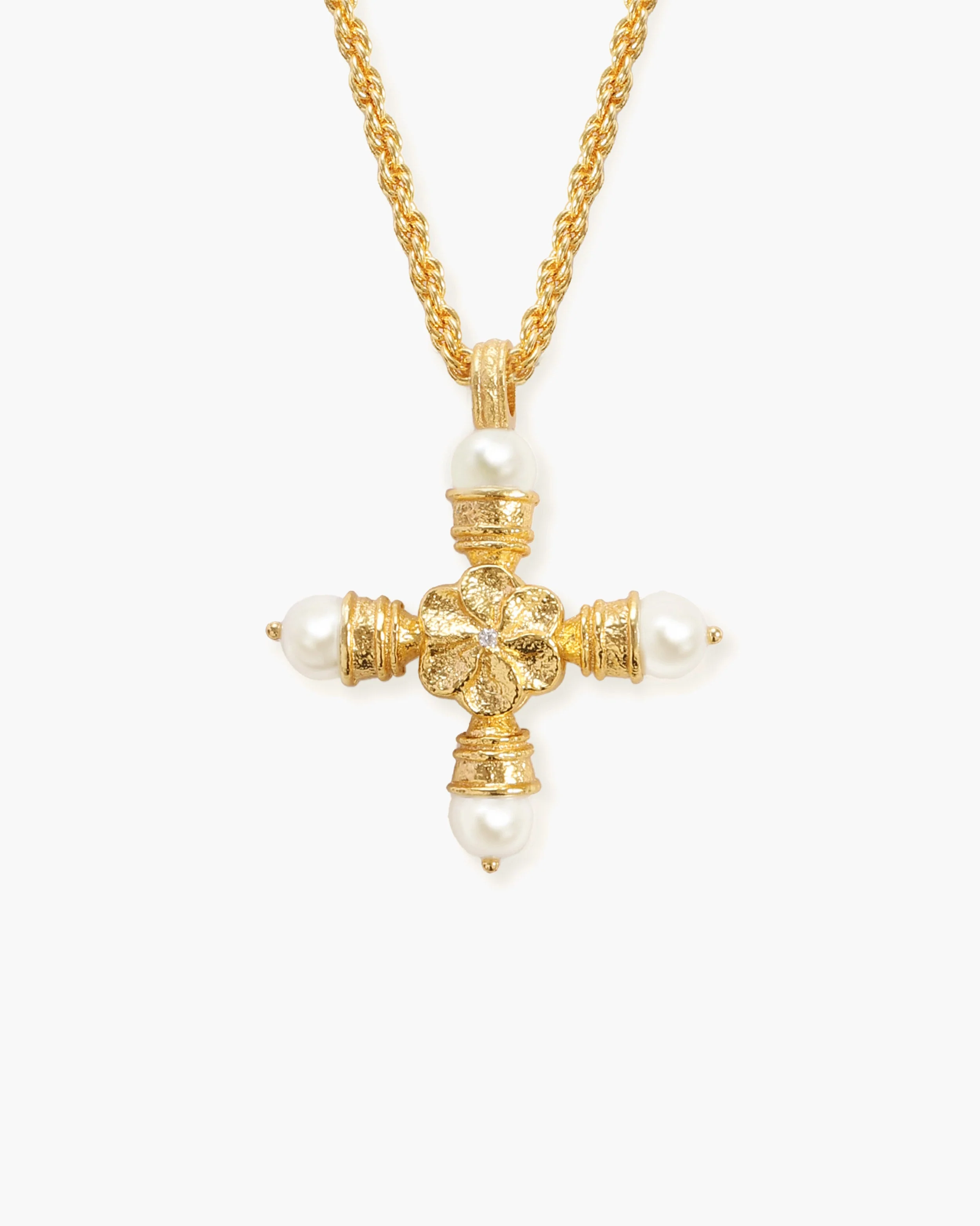 Florence Pearl Cross Necklace - Image 4