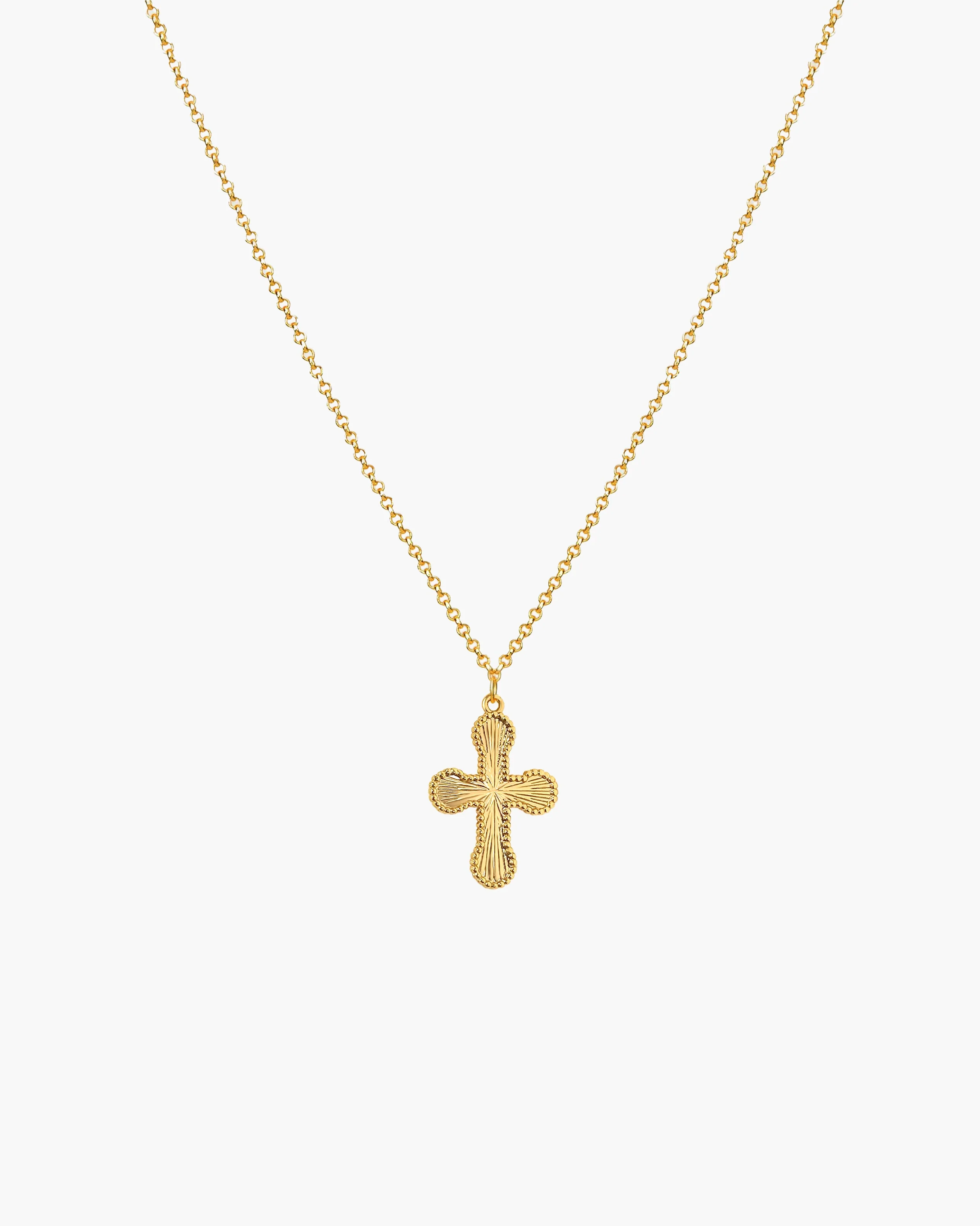 Mini Cross Pendant Necklace in Silver - Image 5