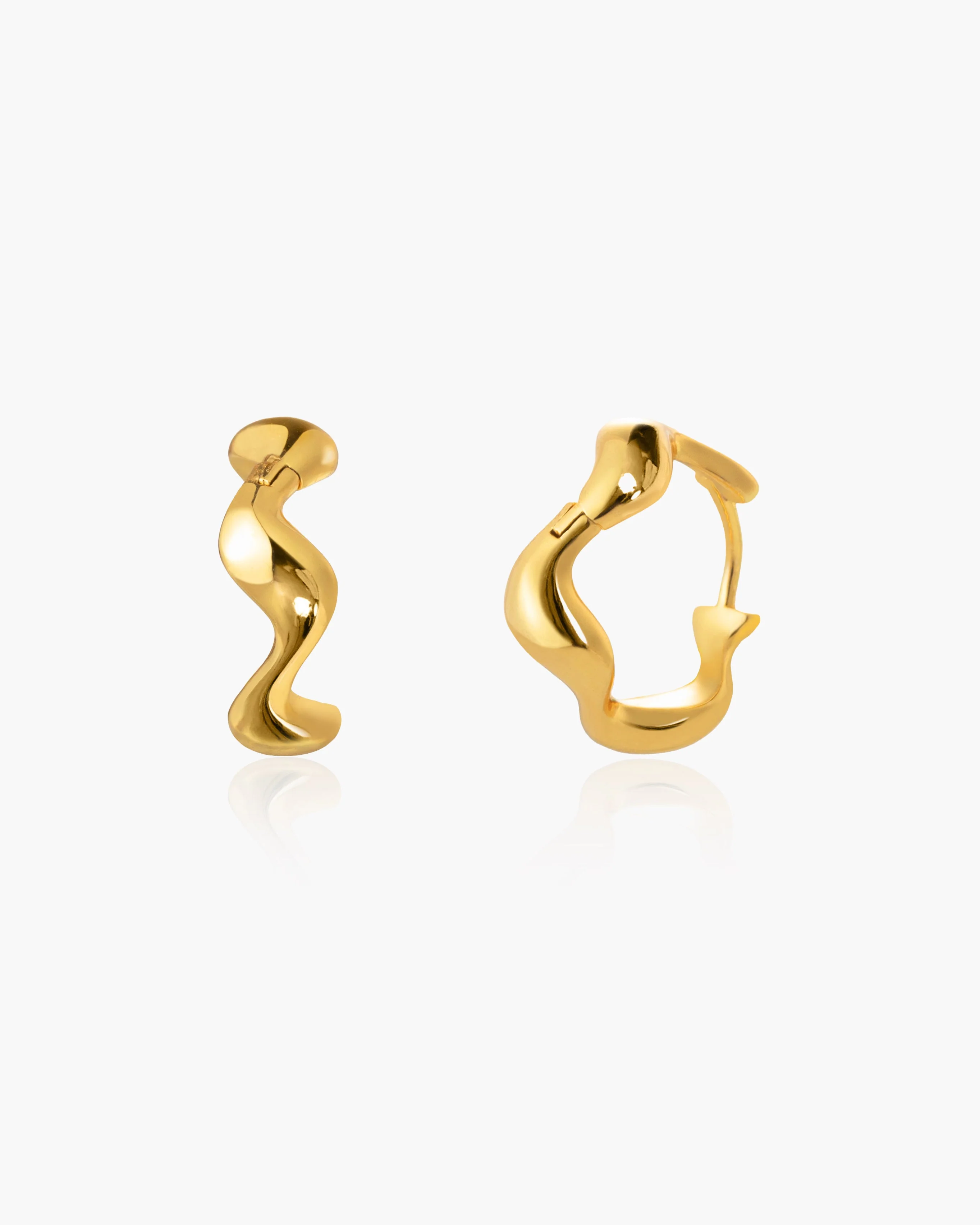 Silver Wave Hoop Earrings - Image 5