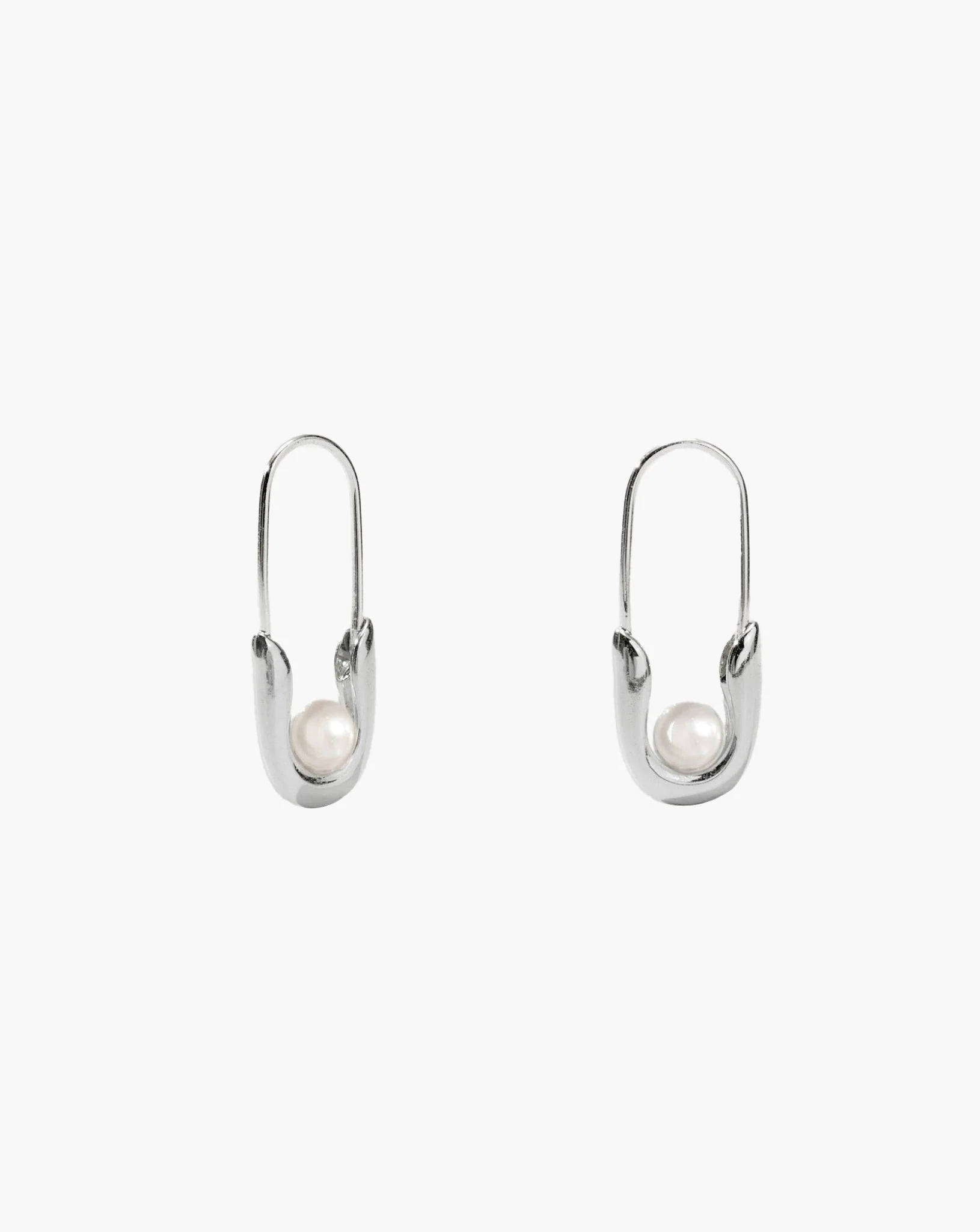 Silver Petite Safety Pin Earrings