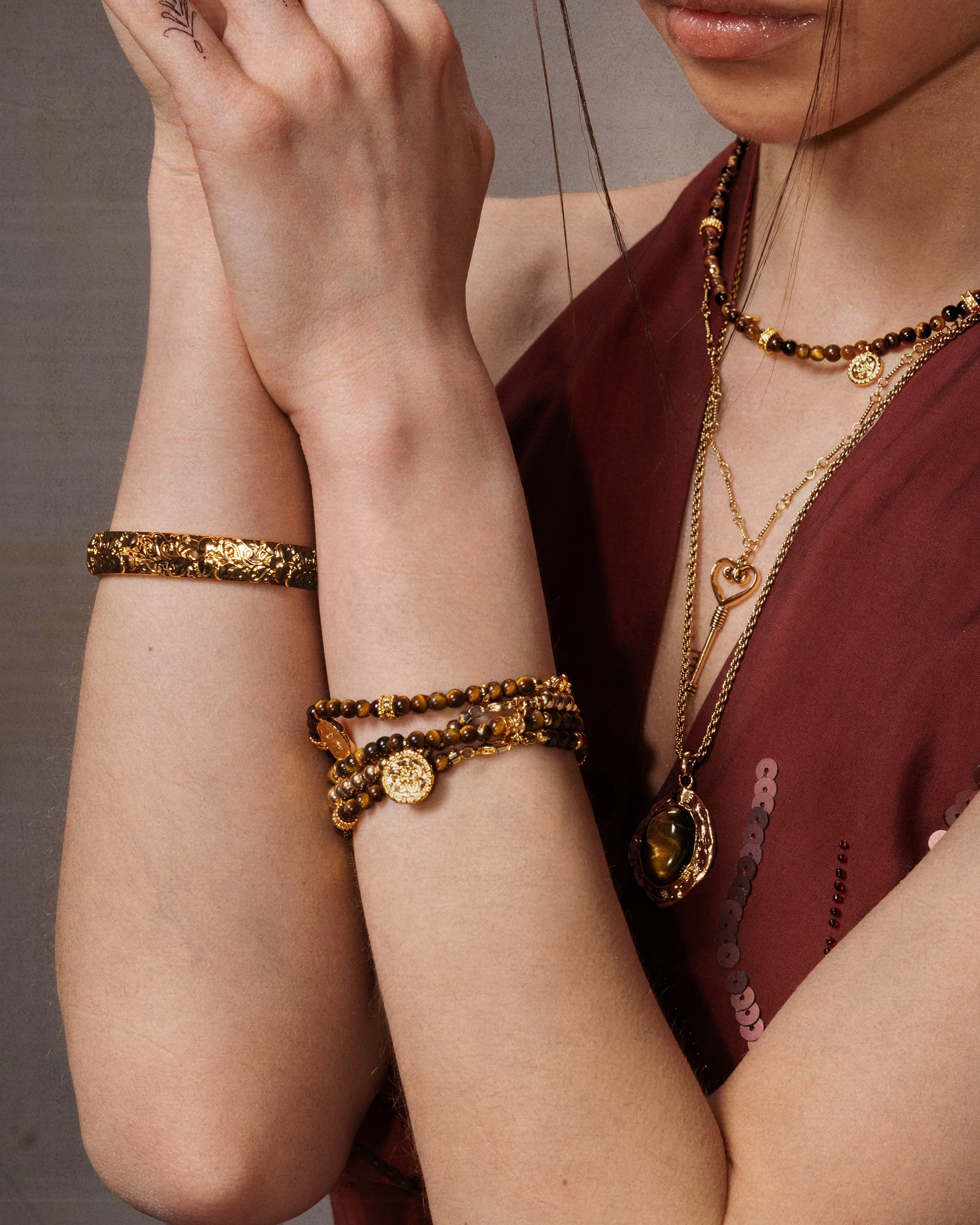 Tiger's Eye Coin Bracelet - Image 2