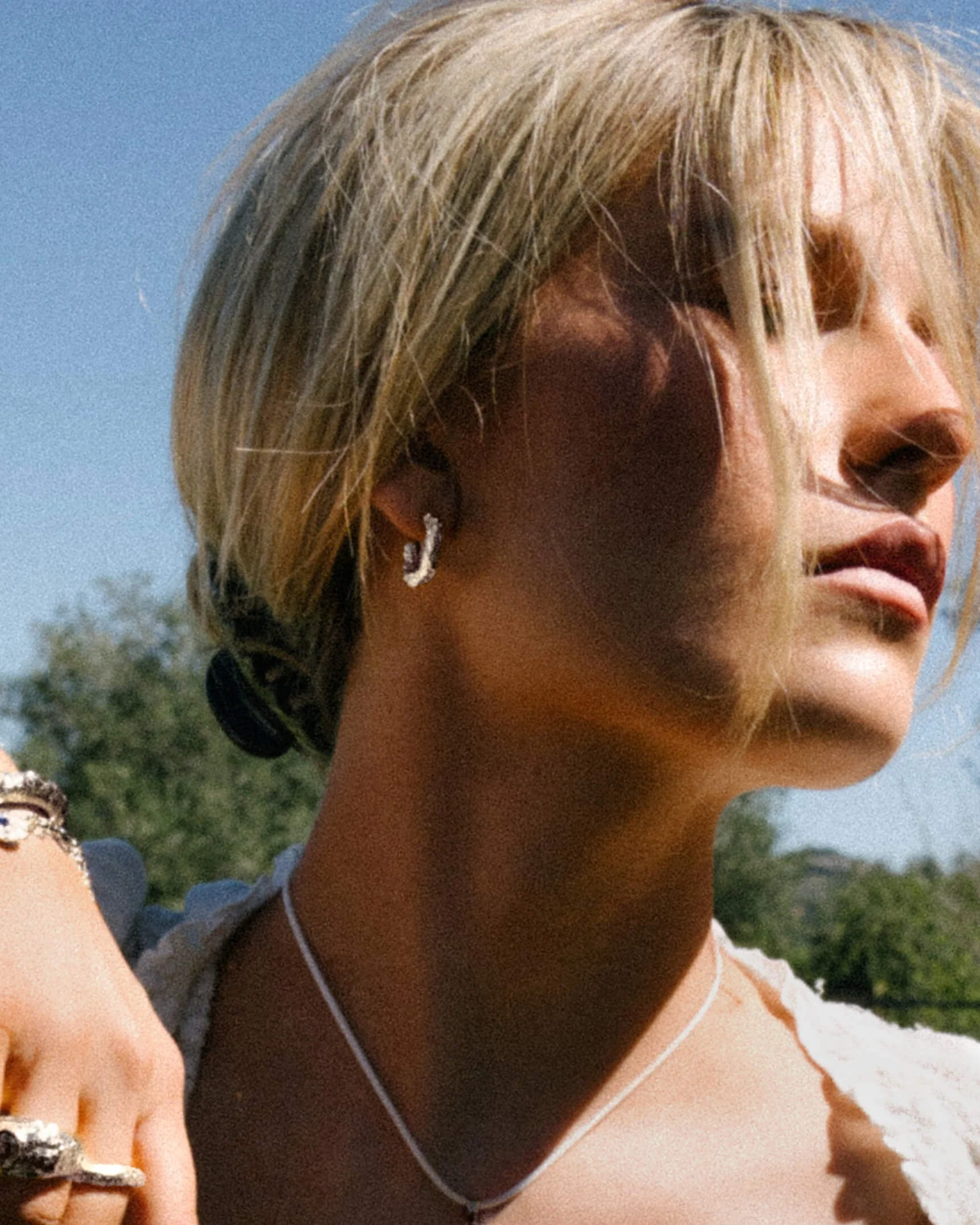 Jenny Medium Hoop Earrings in Silver - Image 2