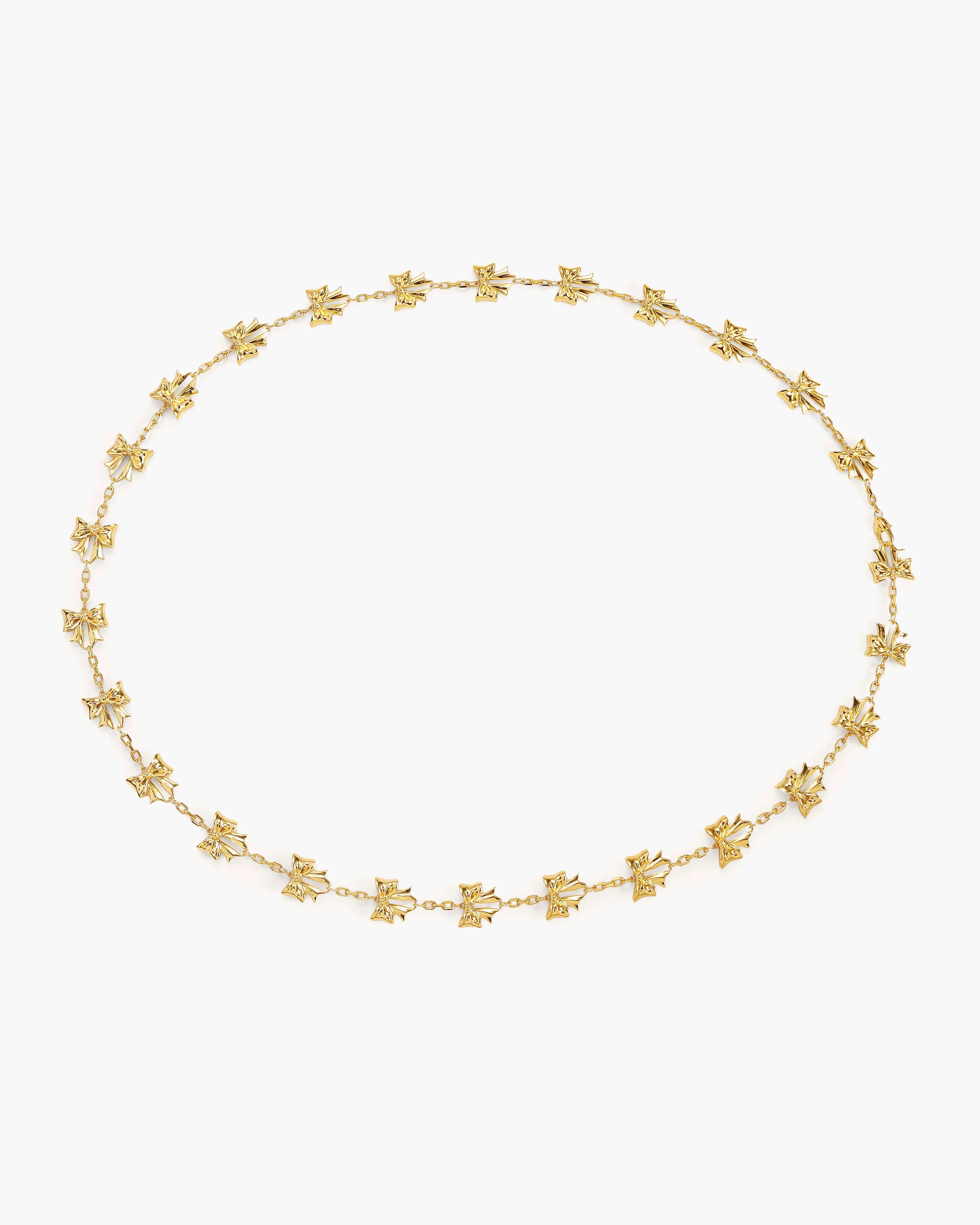 Bow Lariat Long Necklace in Gold - Image 4