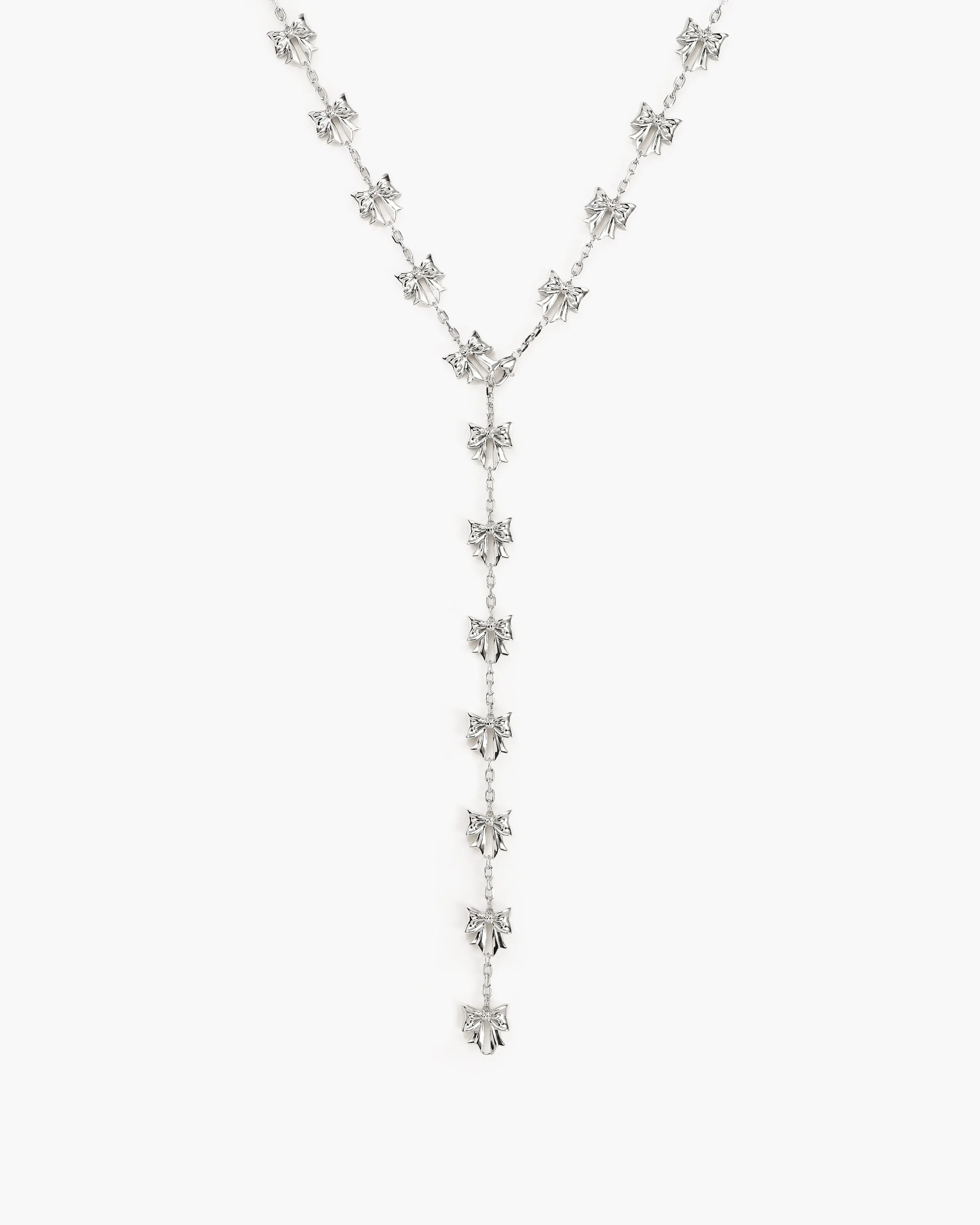 Bow Lariat Long Necklace in Gold - Image 5