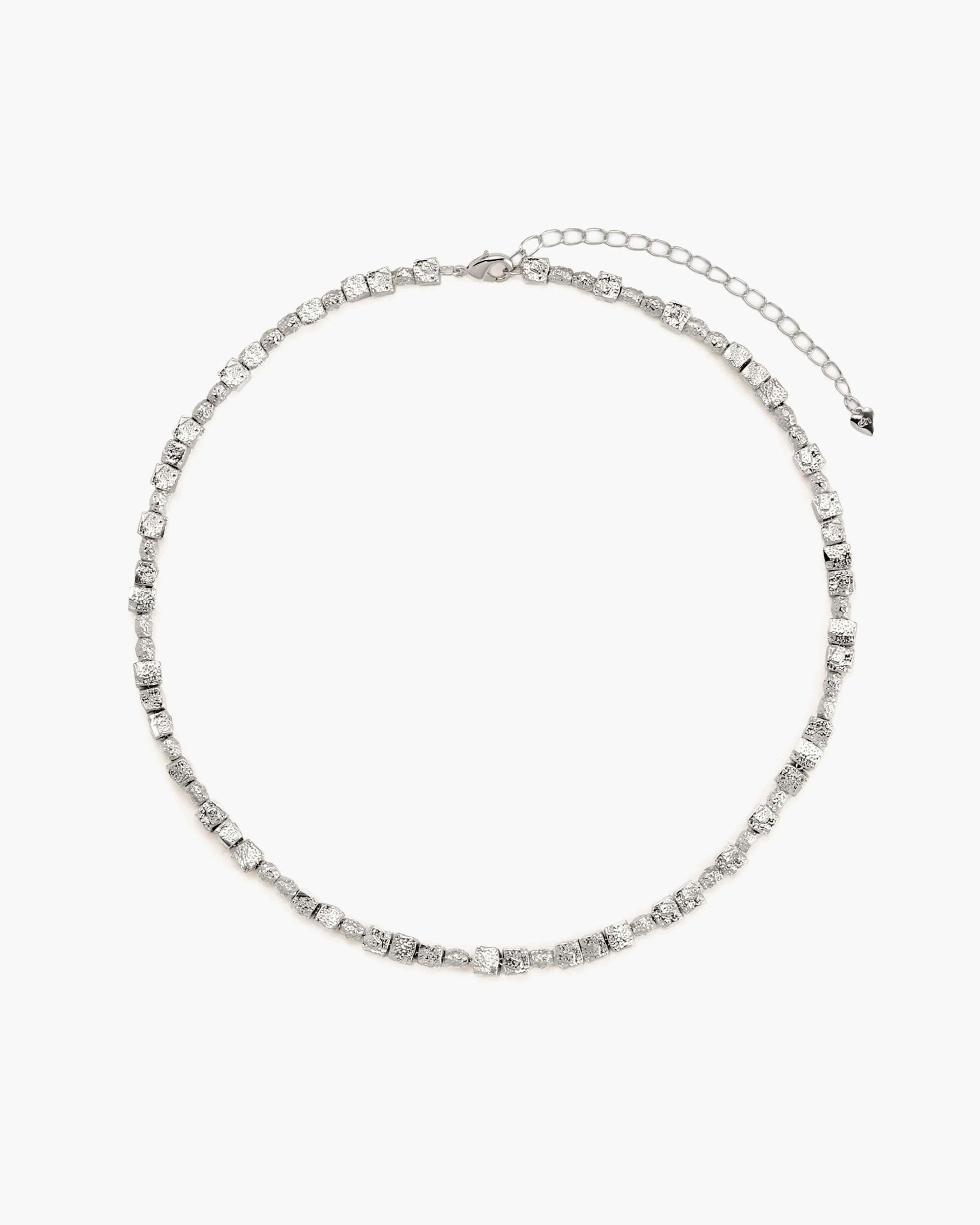 Textured Square Necklace in Silver