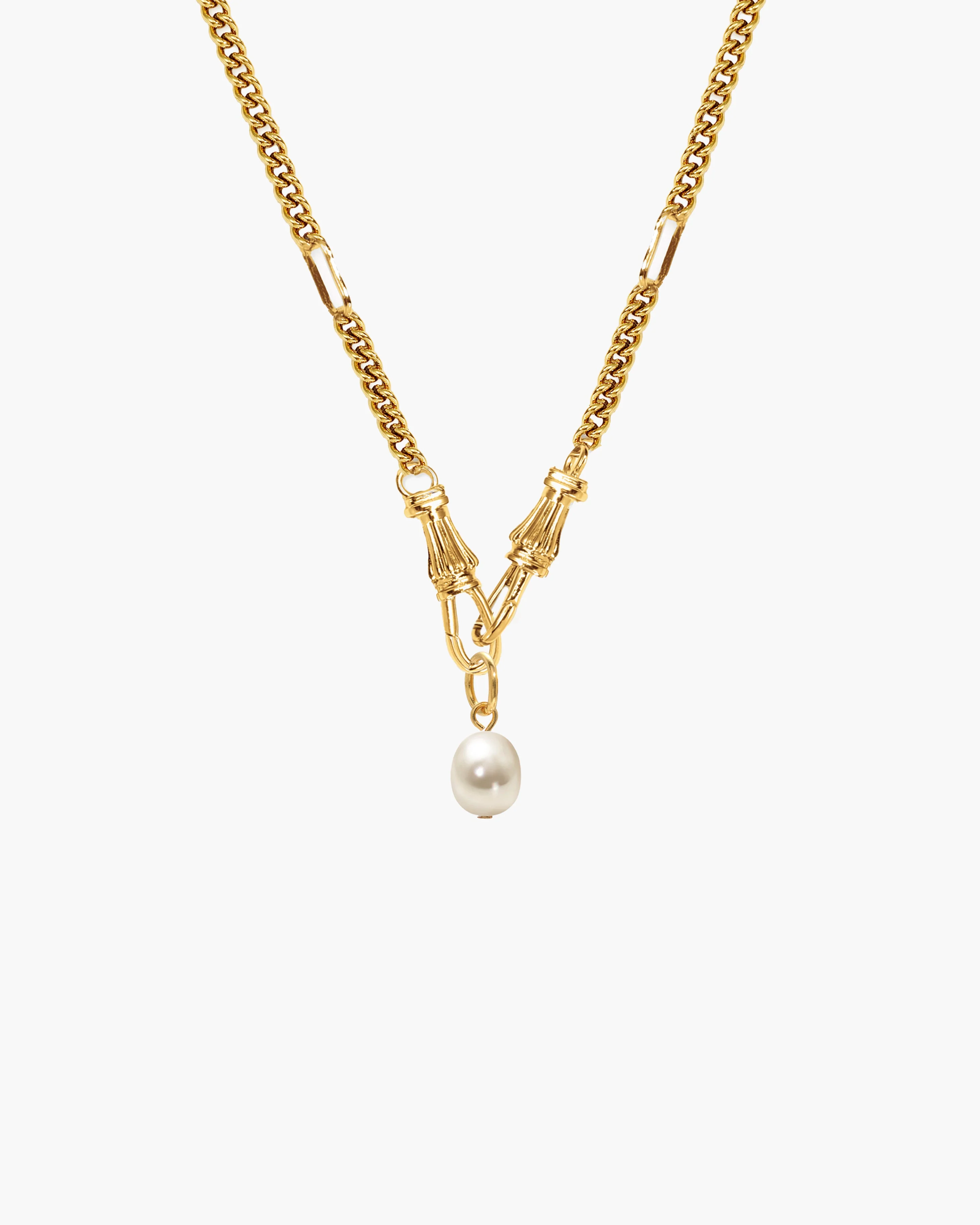Deco Clasp Chain Necklace in Gold - Image 11