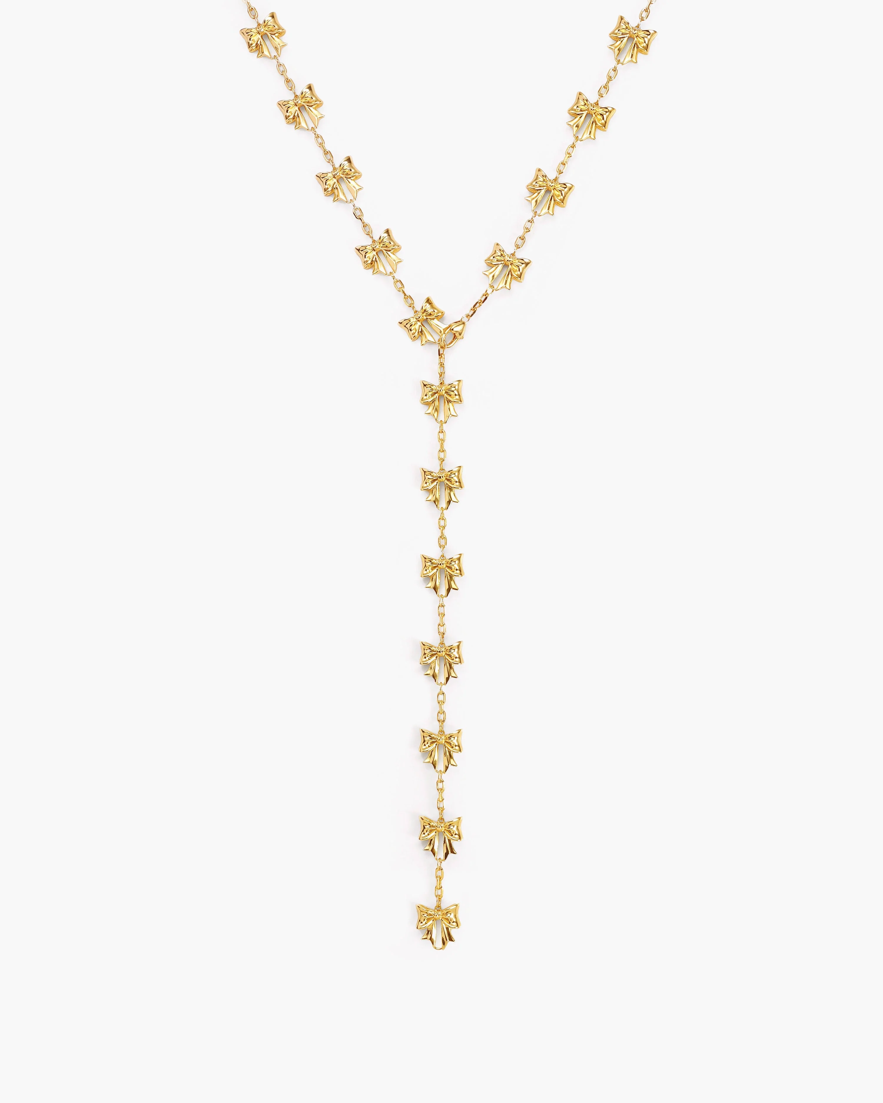 Bow Lariat Long Necklace in Silver - Image 5