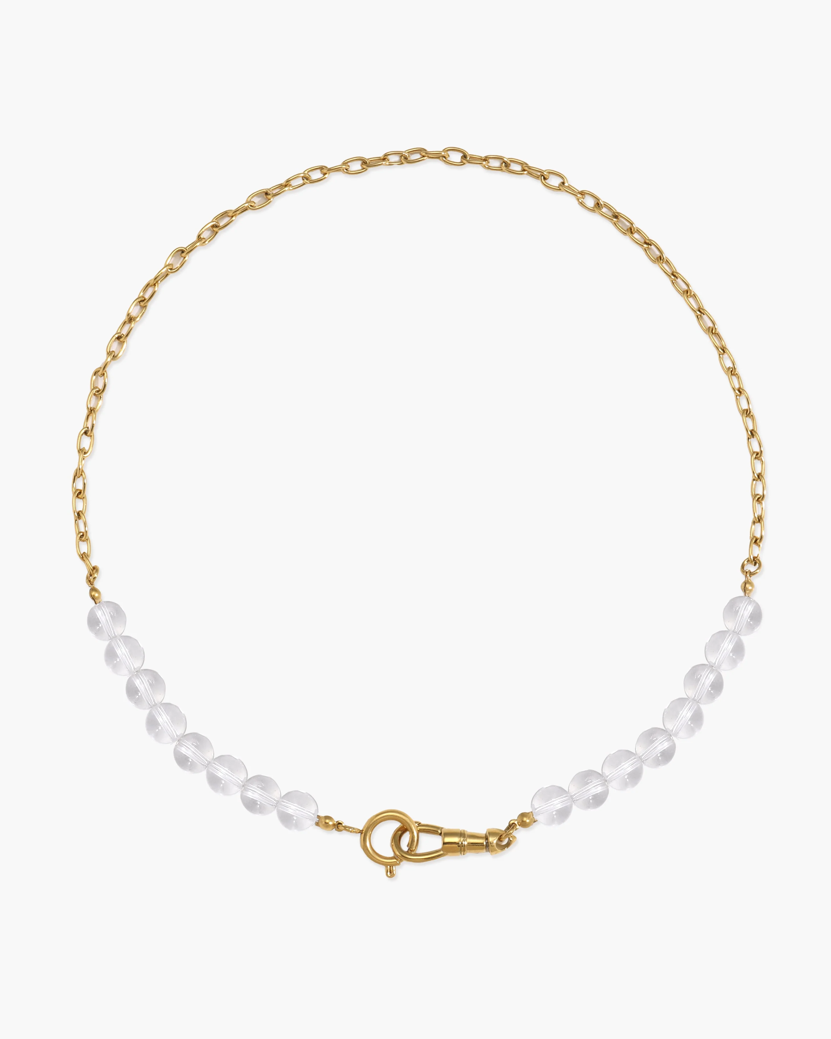 Clear Quartz Beaded Necklace with Charm Holder Clasp - Image 3