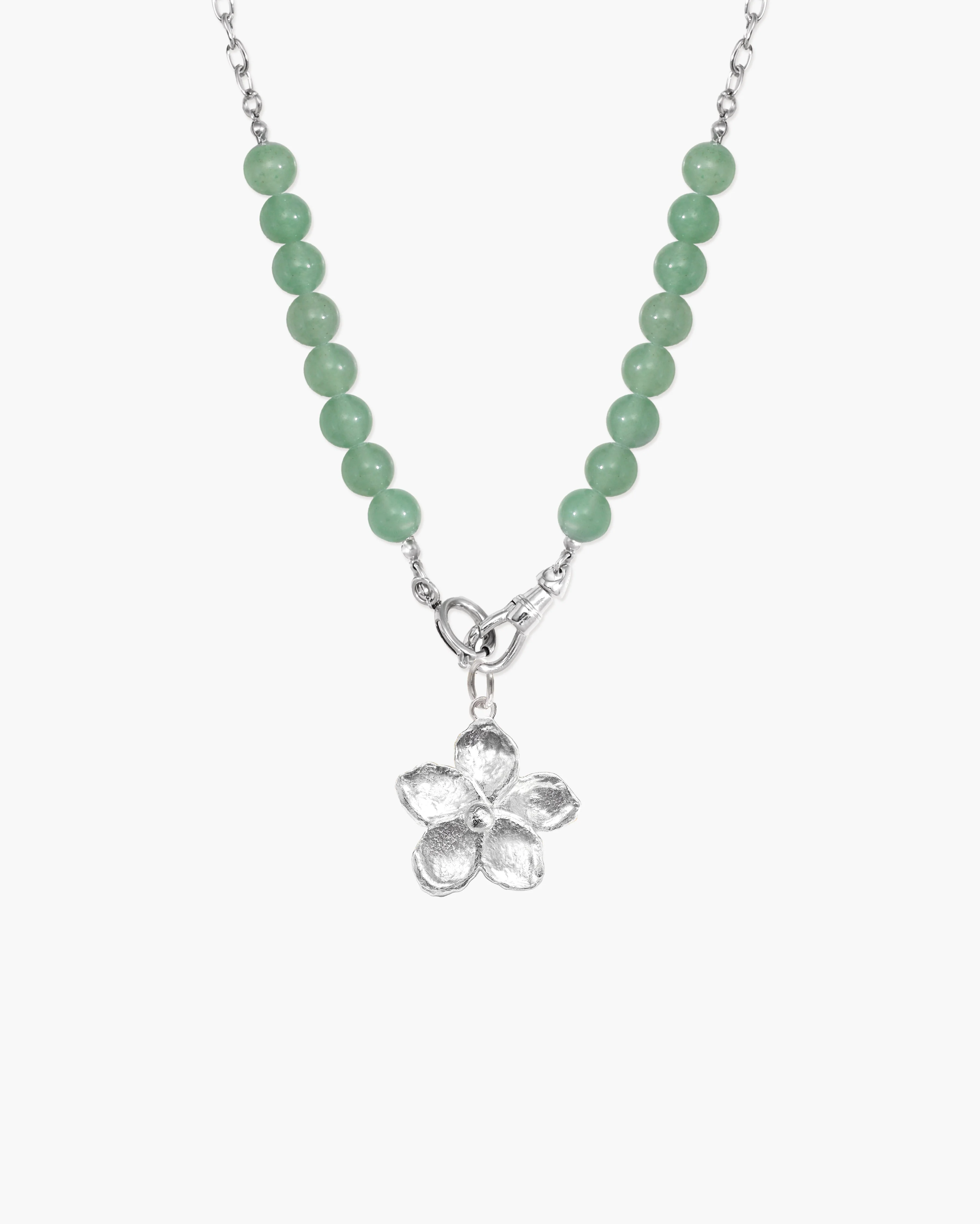 Clear Quartz Beaded Necklace with Charm Holder Clasp - Image 7