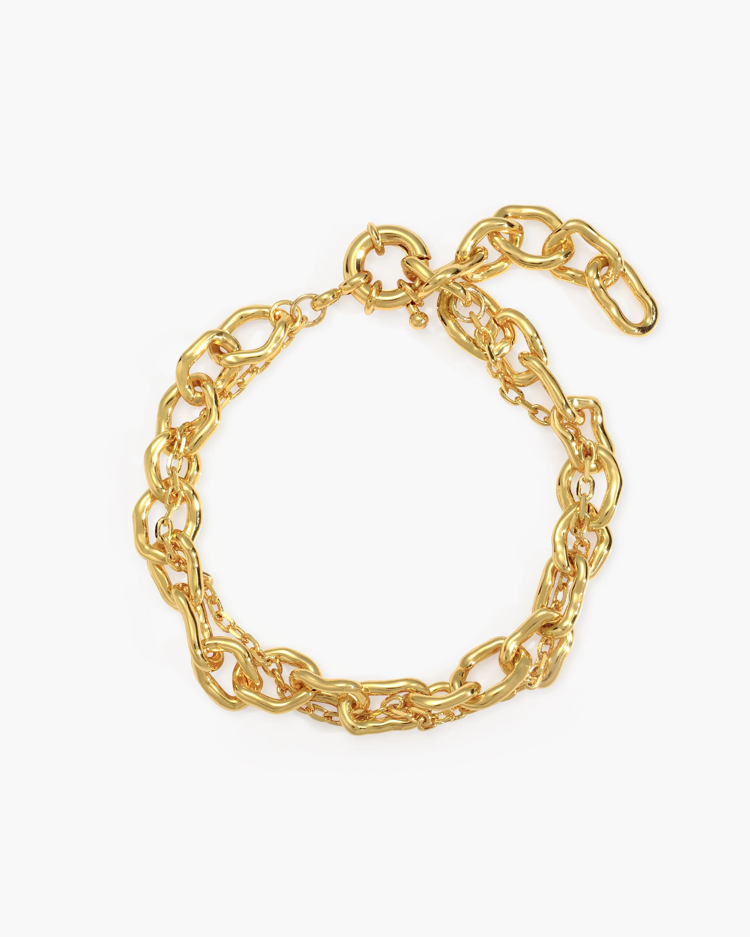 Molten Dual Chain Bracelet in Gold - Image 5