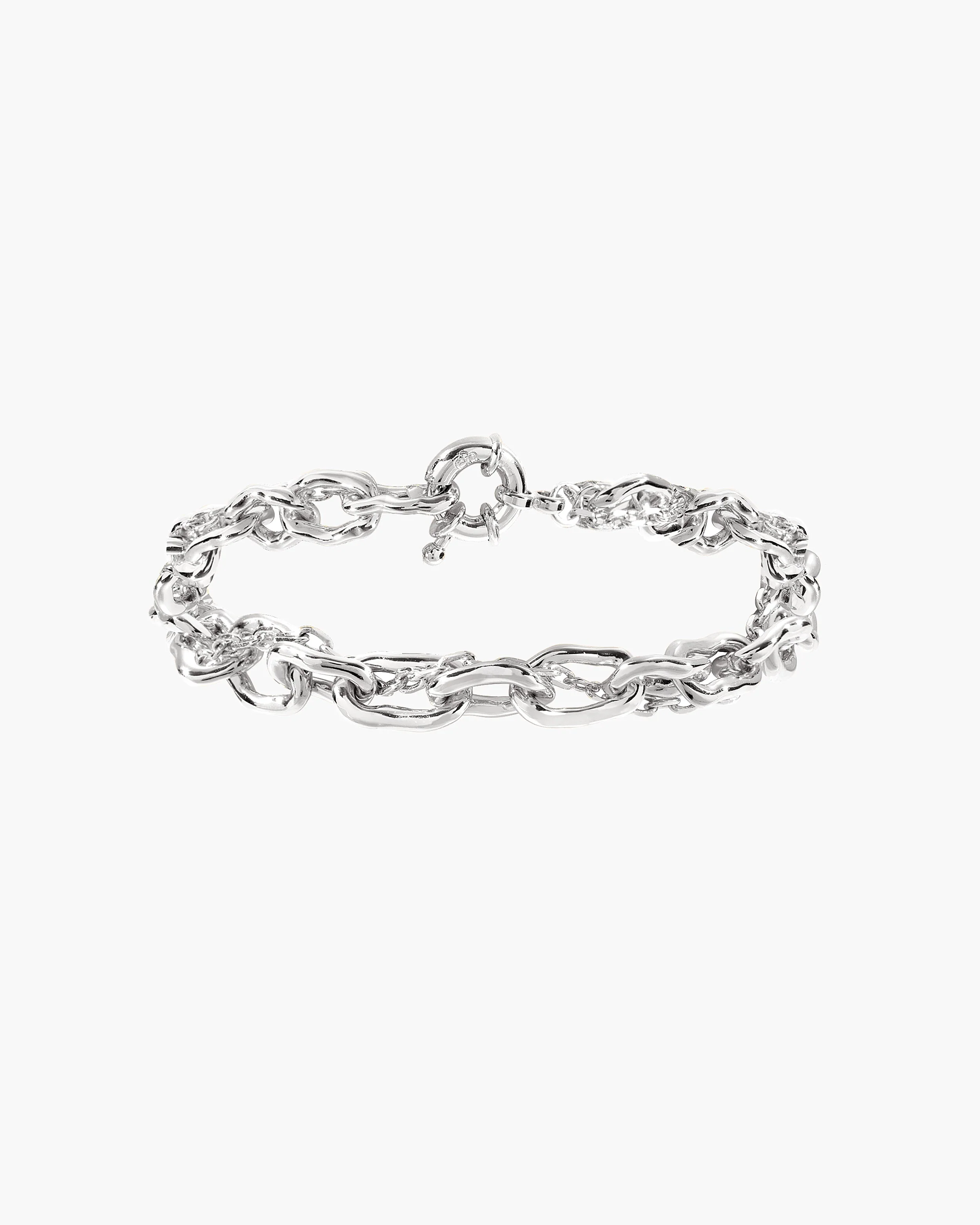 Molten Dual Chain Bracelet in Silver
