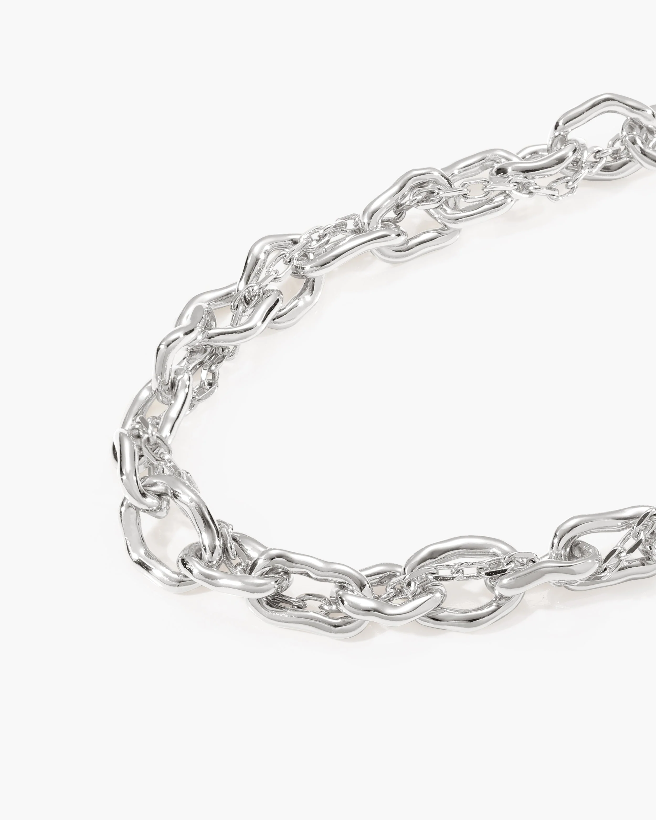 Molten Dual Chain Bracelet in Silver - Image 3
