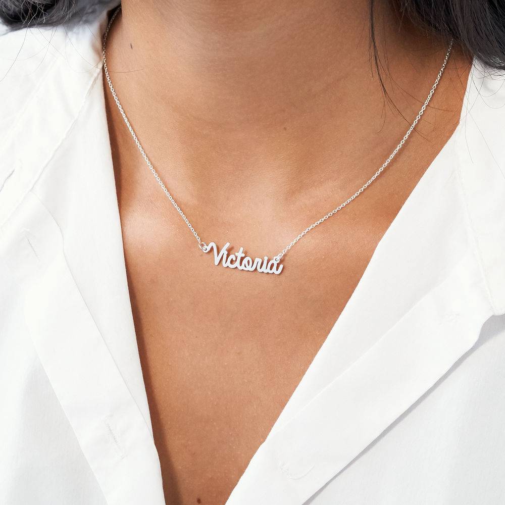 Personalized Cursive Name Necklace in Silver - Image 4