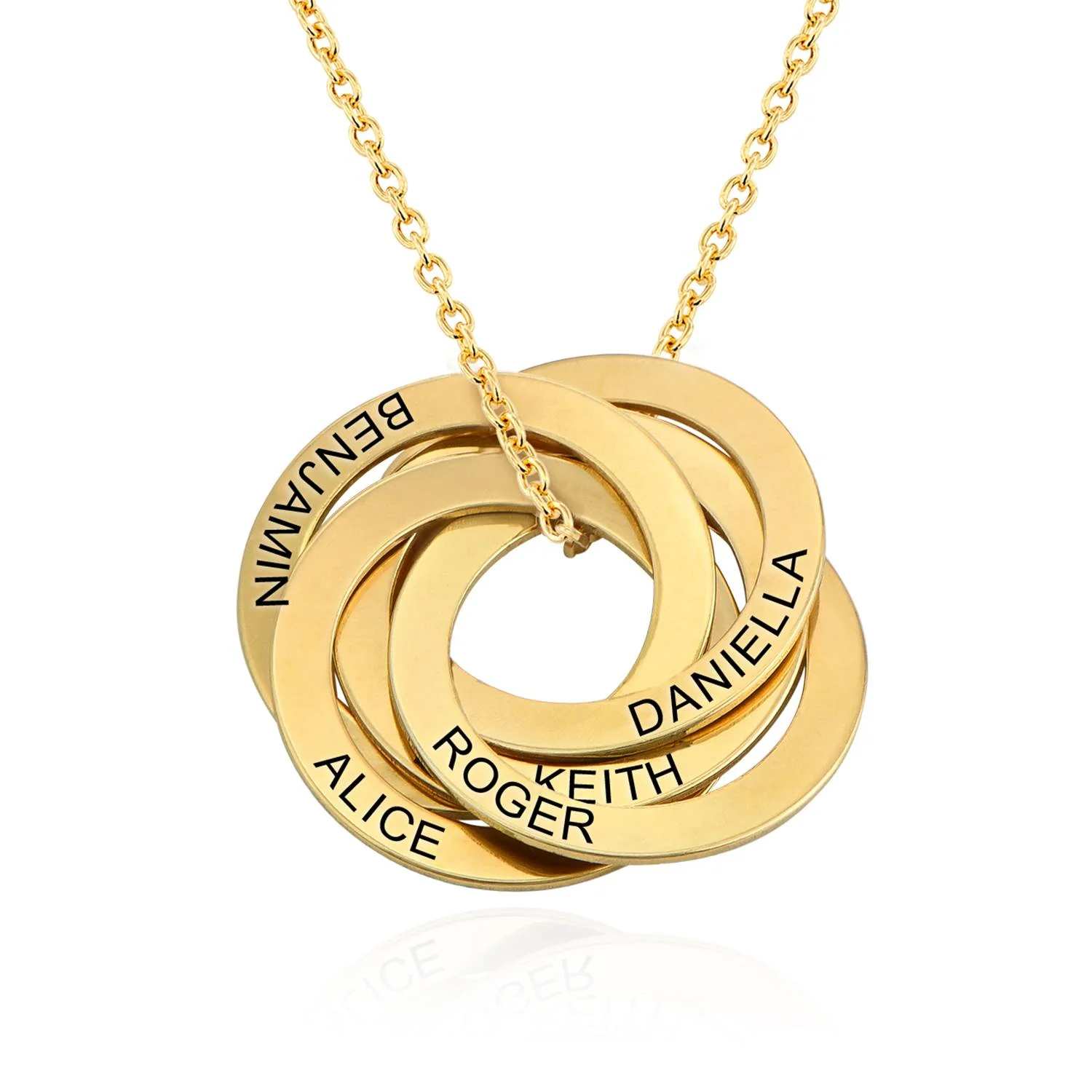 Russian Ring Necklace with 5 Rings in Gold Plating