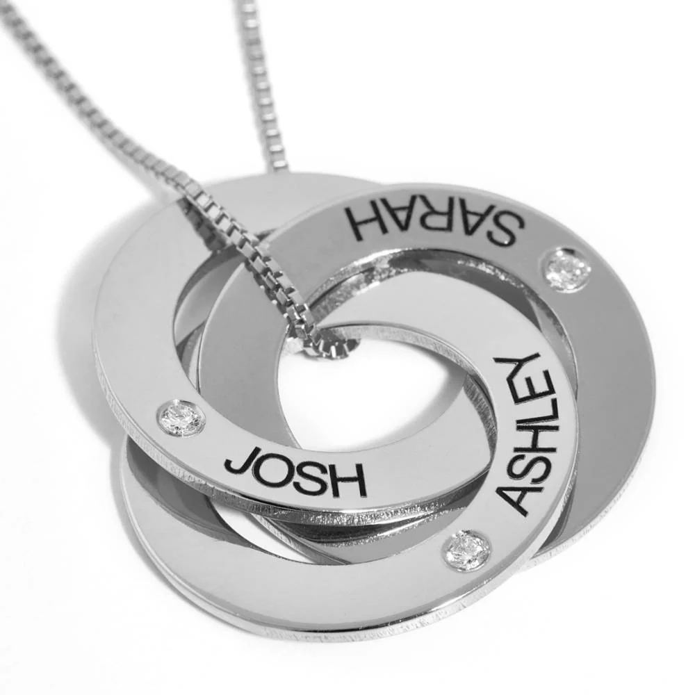 Russian Ring Necklace with Diamonds in Silver - Image 3