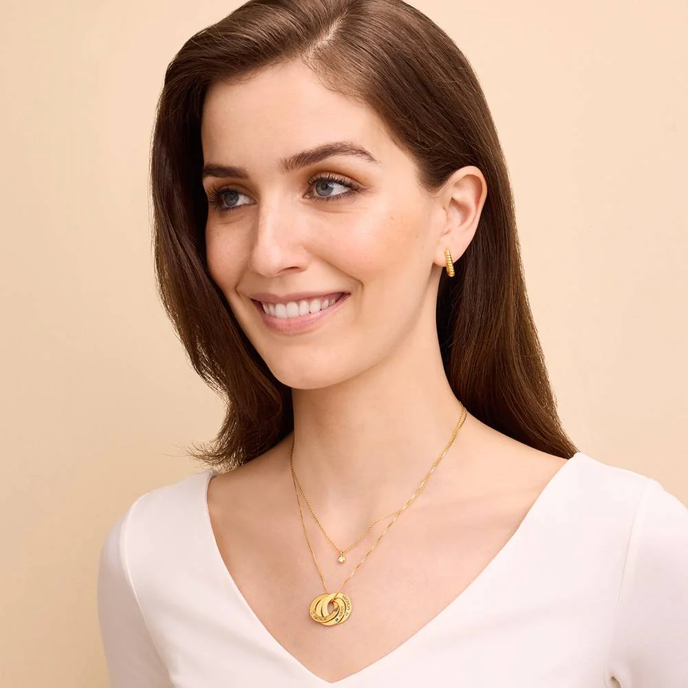 Russian Ring Necklace with Birthstones in Gold Plating - Image 2