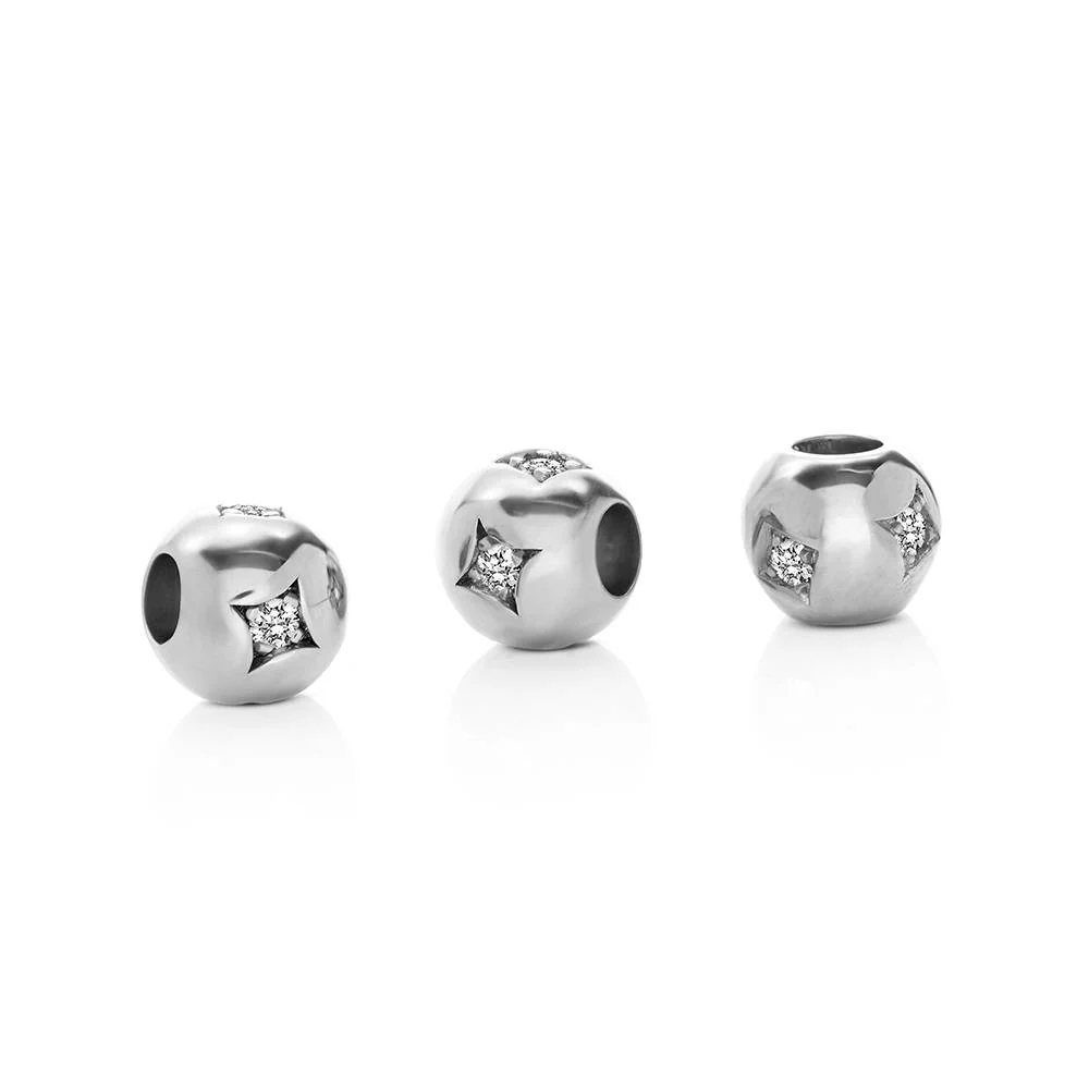 The Balance Bead Necklace with 0.08CT Diamond Bead in Silver - Image 4