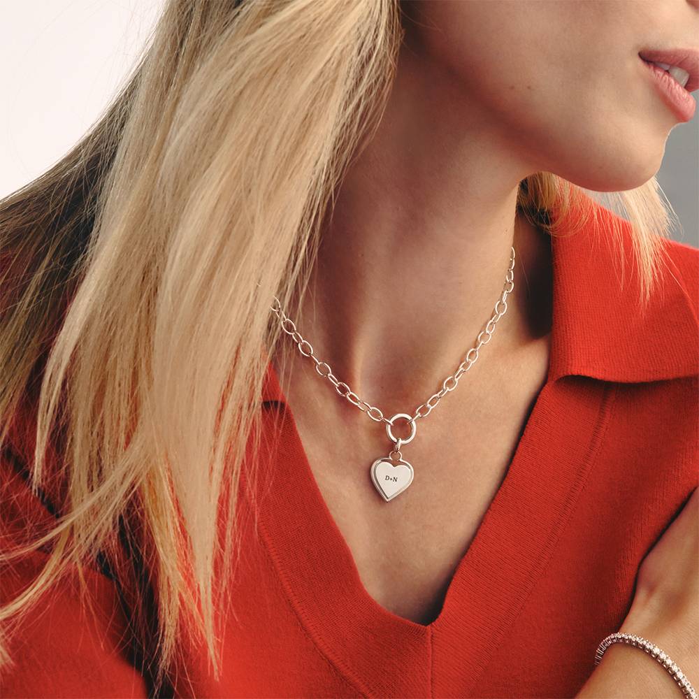 Heart-to-Heart Engravable Necklace in Sterling Silver - Image 3