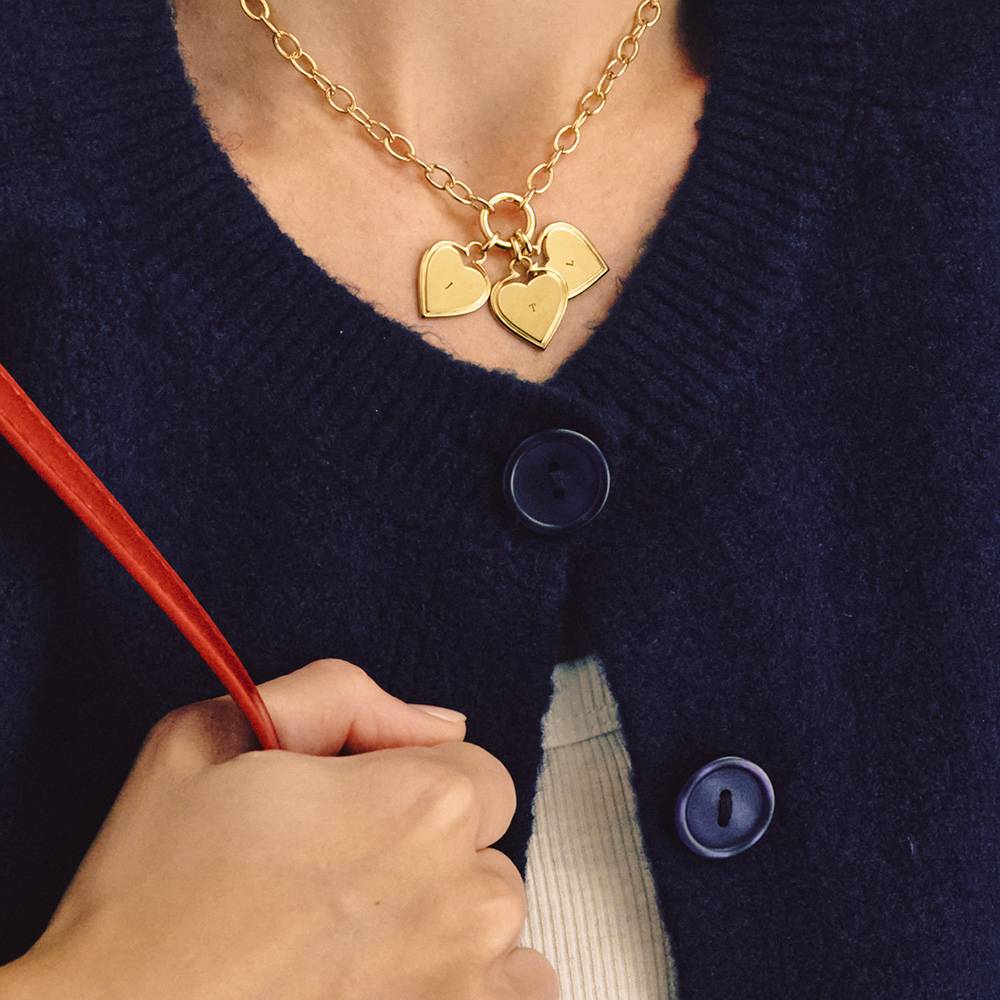 Heart-to-Heart Engravable Necklace in Gold Plating - Image 3