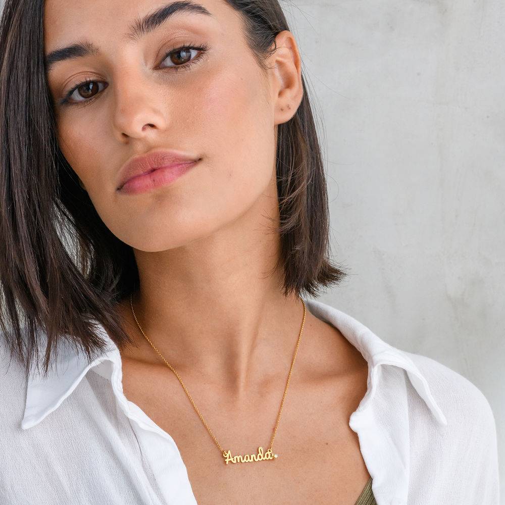 Personalized Cursive Name Necklace with Diamond in Gold Plating - Image 4