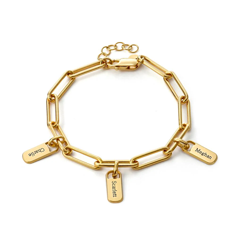 Rory Chain Link Bracelet with Custom Charms in Gold Plating