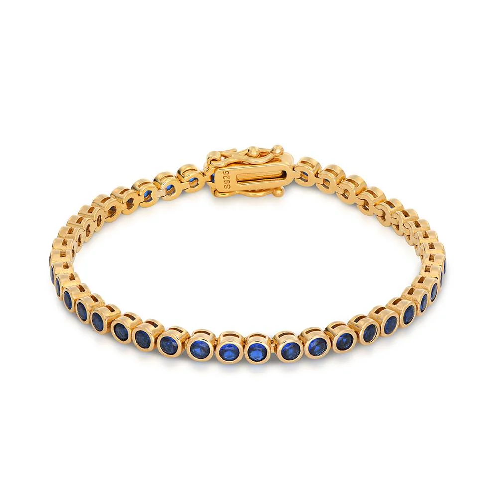 Endless Grace Tennis Bracelet in Vermeil with Round Blue Cubic Zirconia