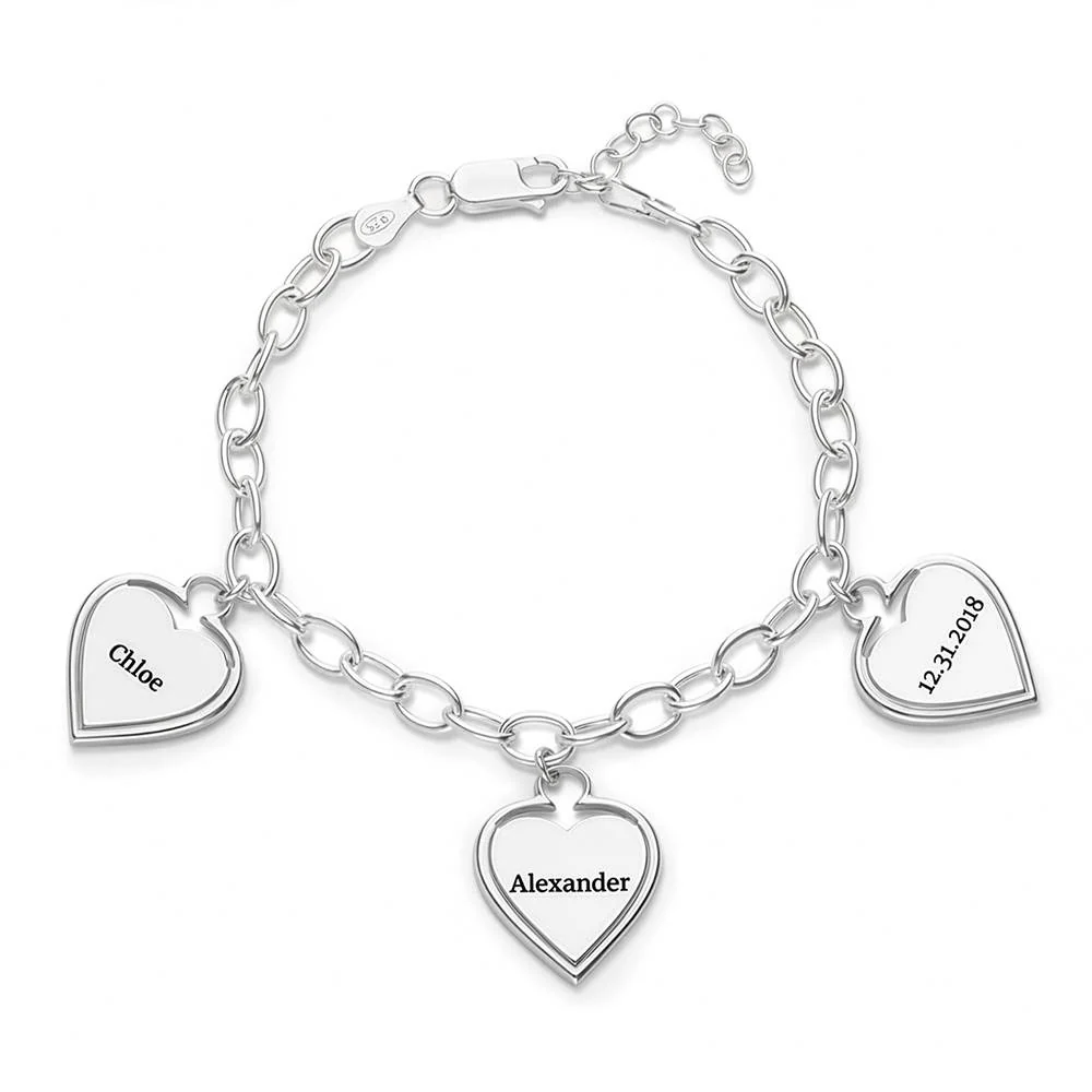 Heart-to-Heart Engravable Bracelet in Sterling Silver