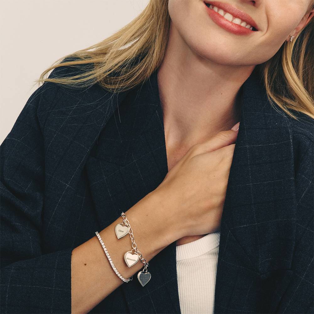Heart-to-Heart Engravable Bracelet in Sterling Silver - Image 2