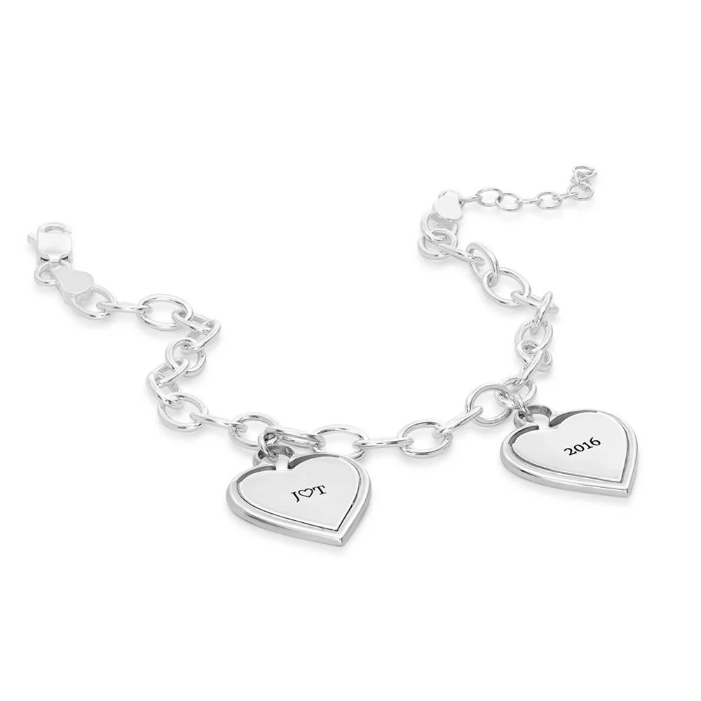 Heart-to-Heart Engravable Bracelet in Sterling Silver - Image 4