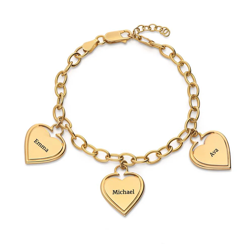 Heart-to-Heart Engravable Bracelet in Gold Plating