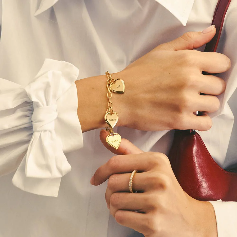 Heart-to-Heart Engravable Bracelet in Gold Plating - Image 2
