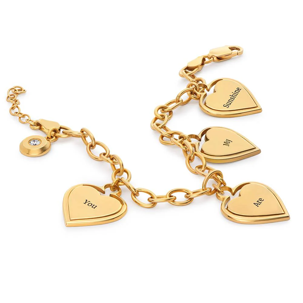 Heart-to-Heart Engravable Bracelet in Gold Plating with Diamond - Image 4