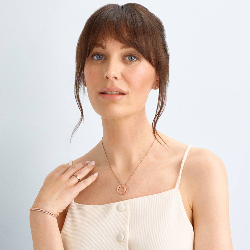 Russian Ring Necklace with 2 Rings in Rose Gold Plating - Image 2