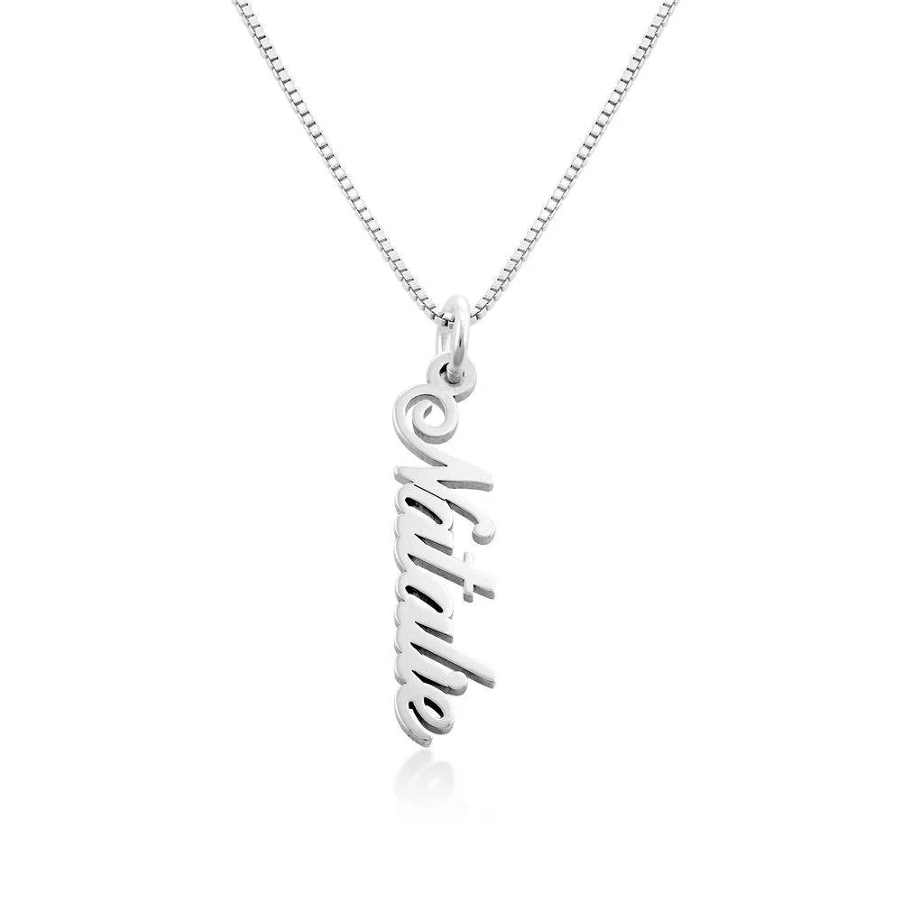 Vertical Name Pendant Necklace in Silver - Image 3