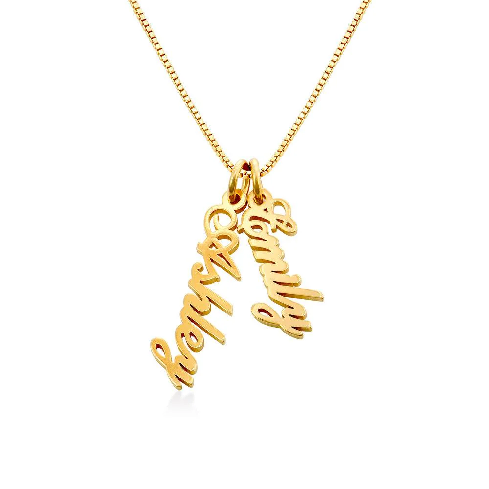 Vertical Name Pendant Necklace in Gold Plating