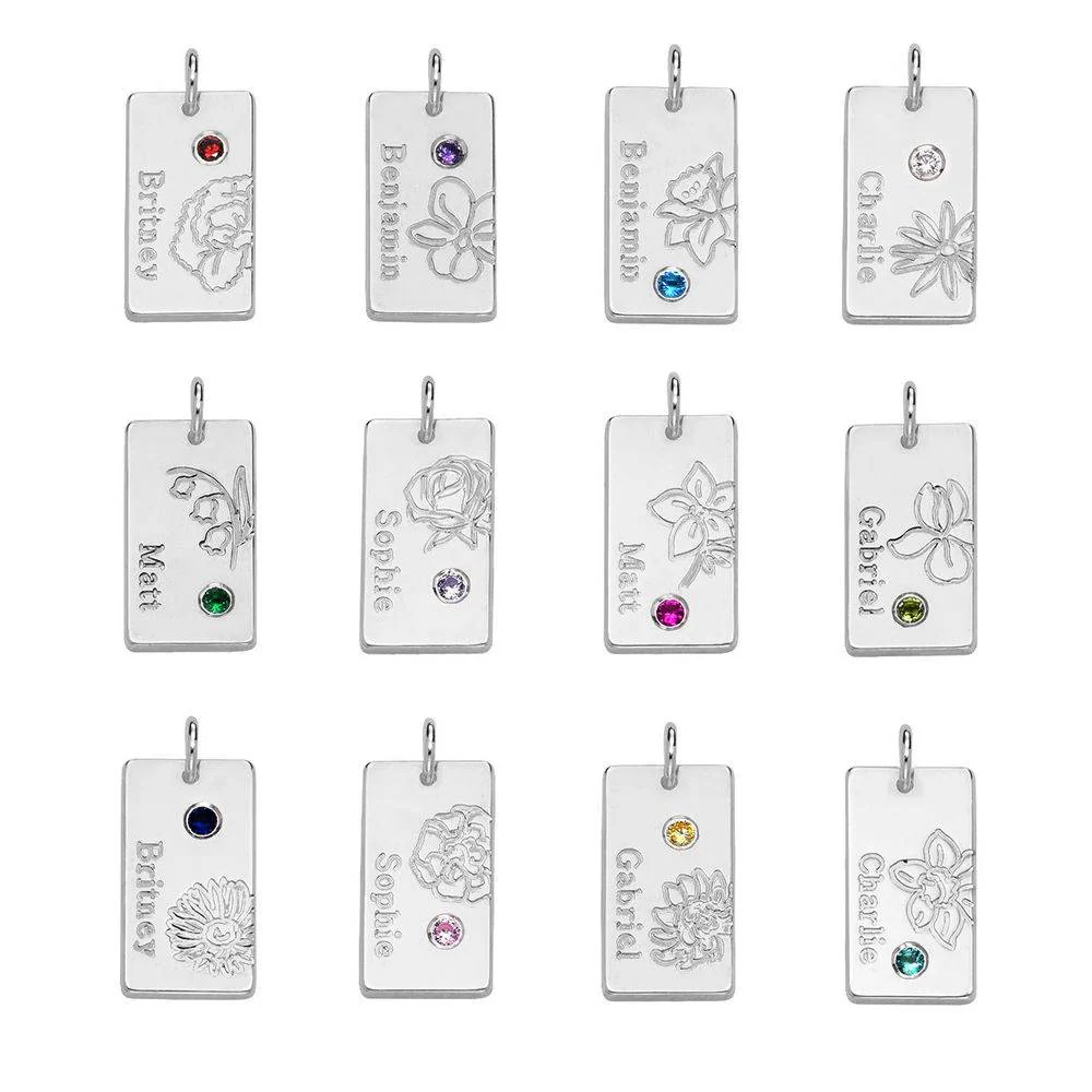 Blossom Birth Flower & Stone Necklace in Silver - Image 3