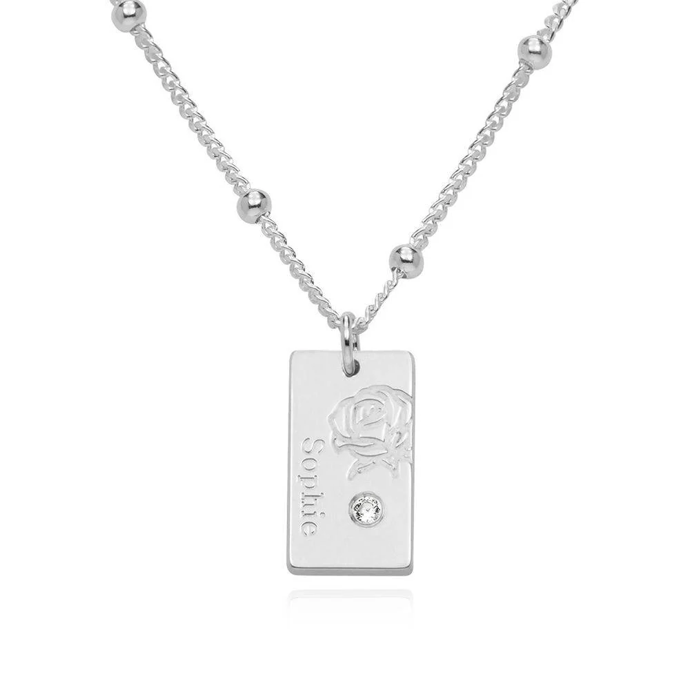 Blossom Birth Flower & Diamond Necklace in Silver